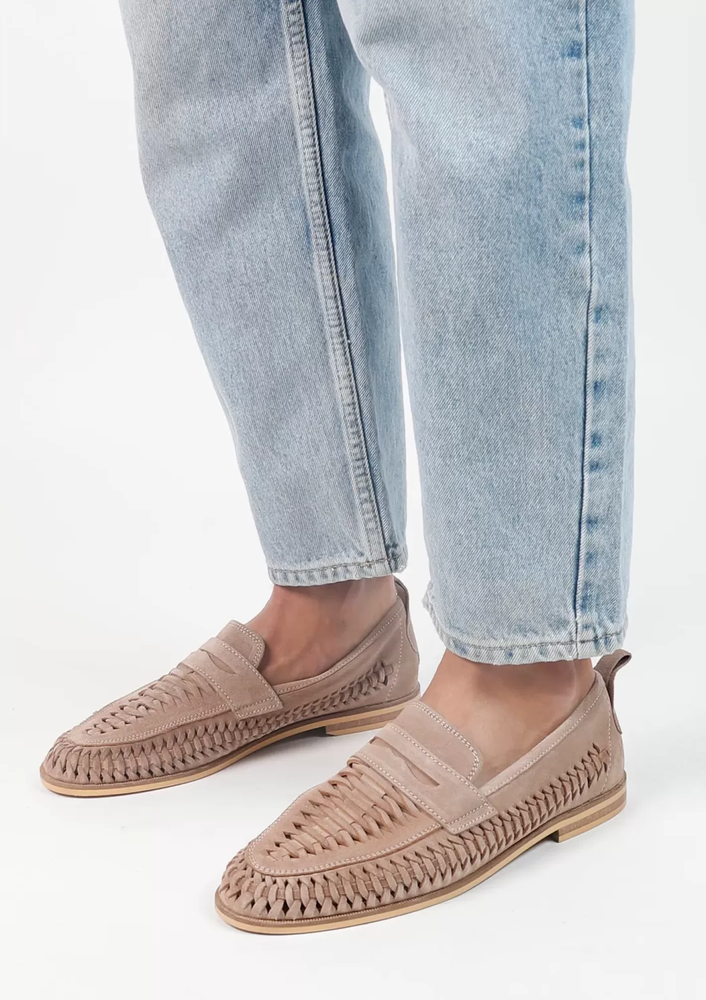 Loafers Tresses En Daim - Taupe<Sacha Store