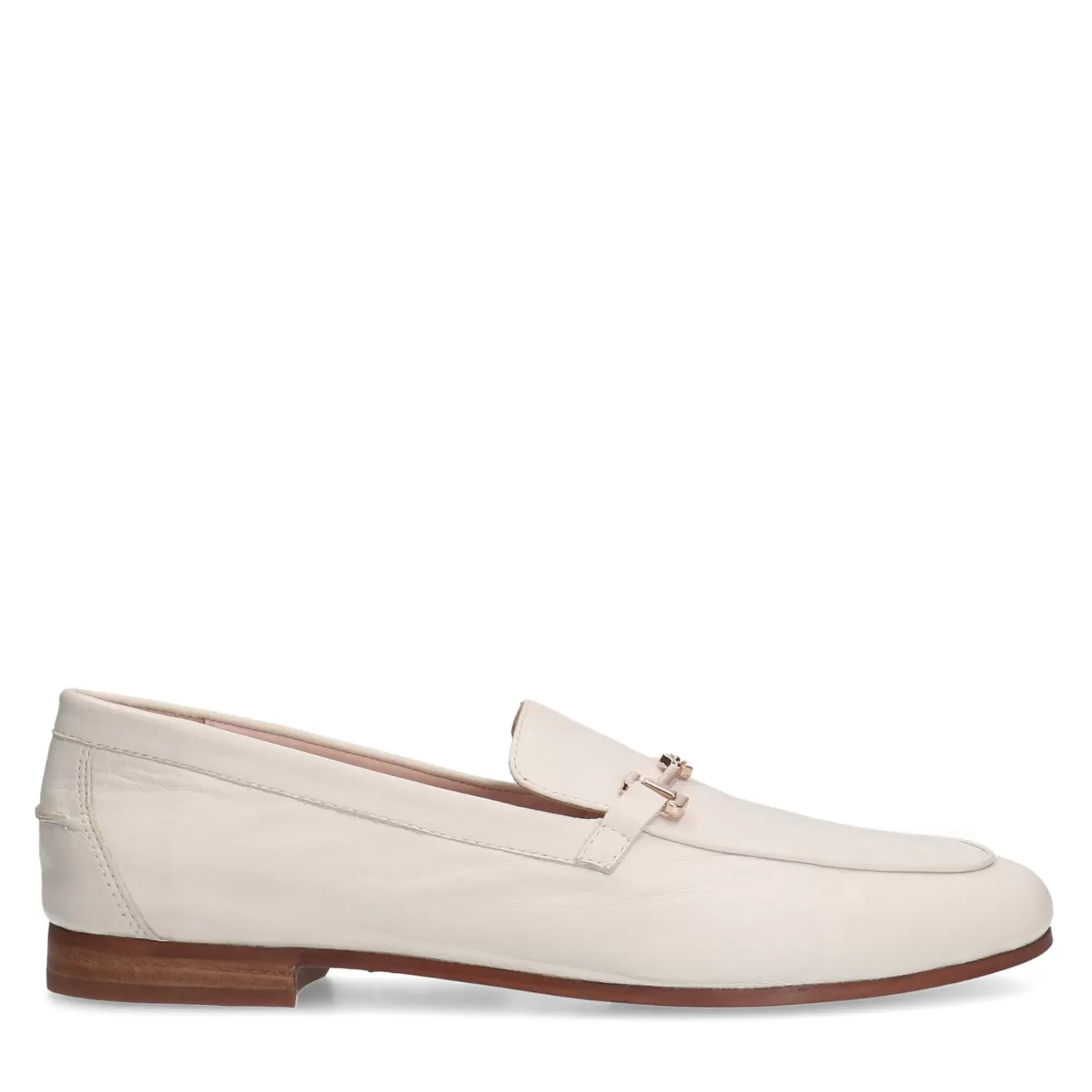 Mocassins En Cuir Avec Chaine - Blanc Casse<Sacha Best Sale