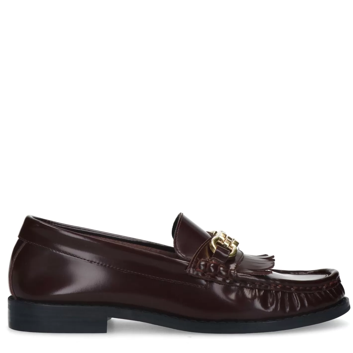 Mocassins En Cuir Avec Chaine - Marron<Sacha New