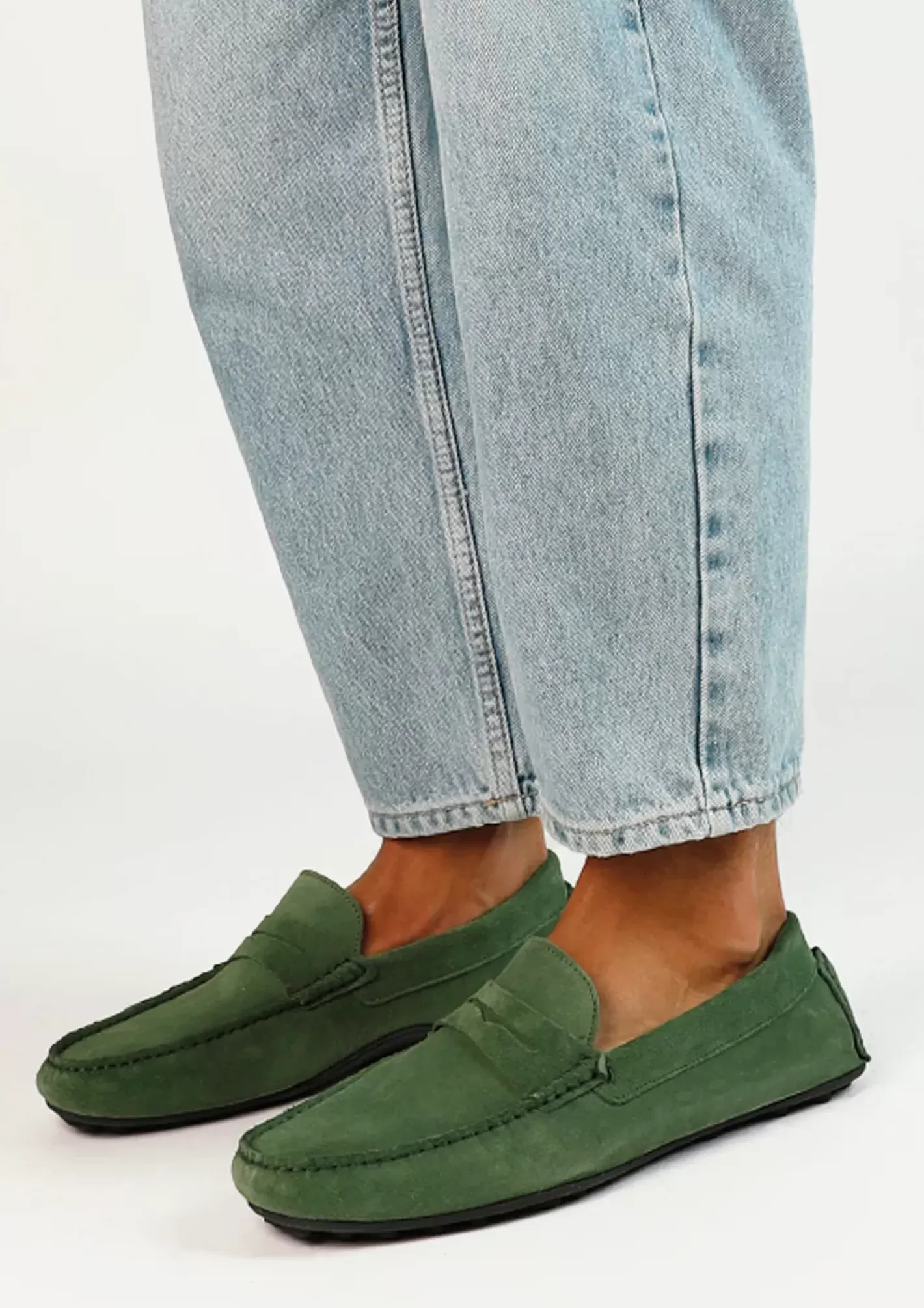 Mocassins En Daim - Vert Fonce<Sacha Cheap