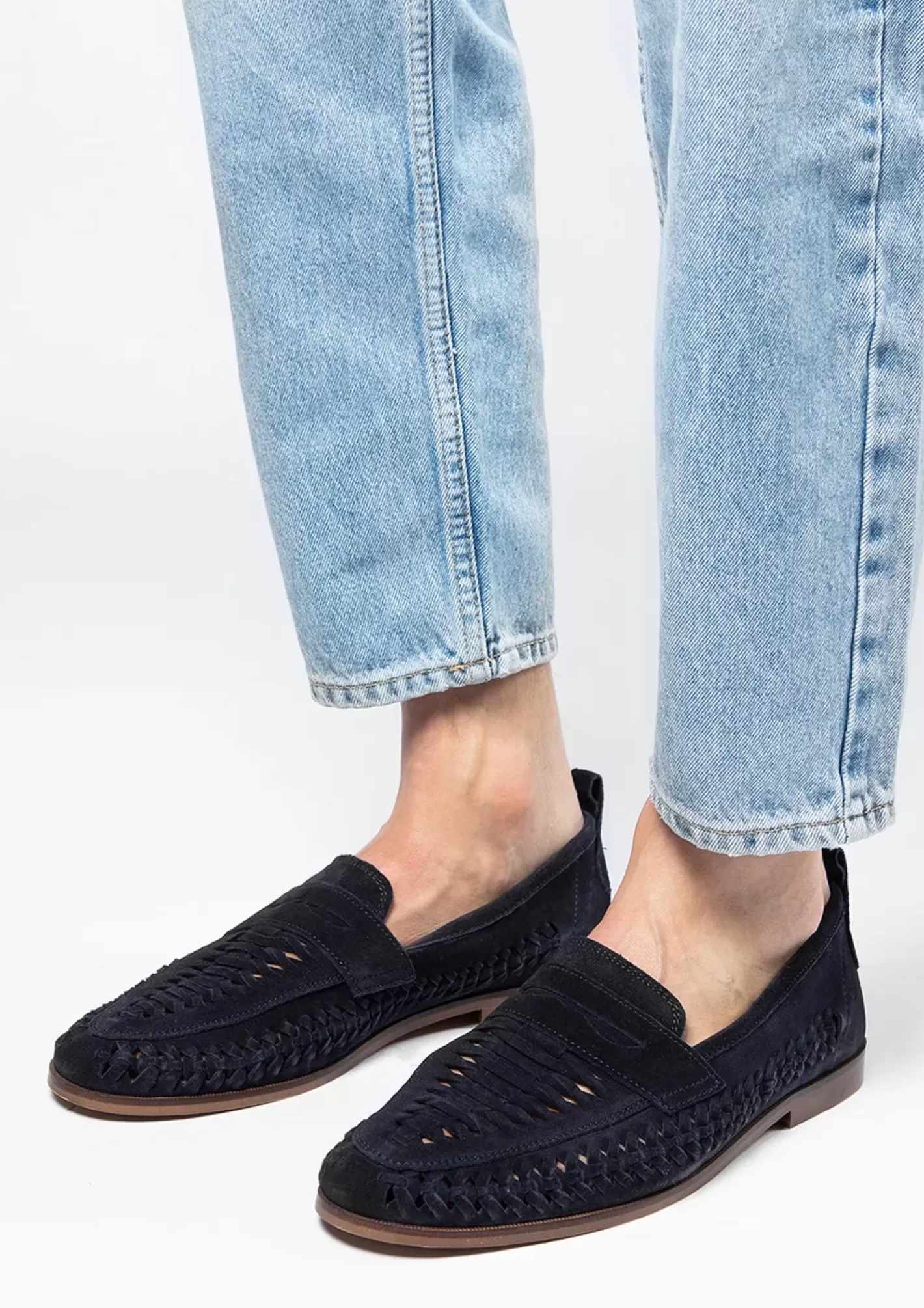 Mocassins En Daim Avec Detail Tresse - Bleu Fonce<Sacha Online