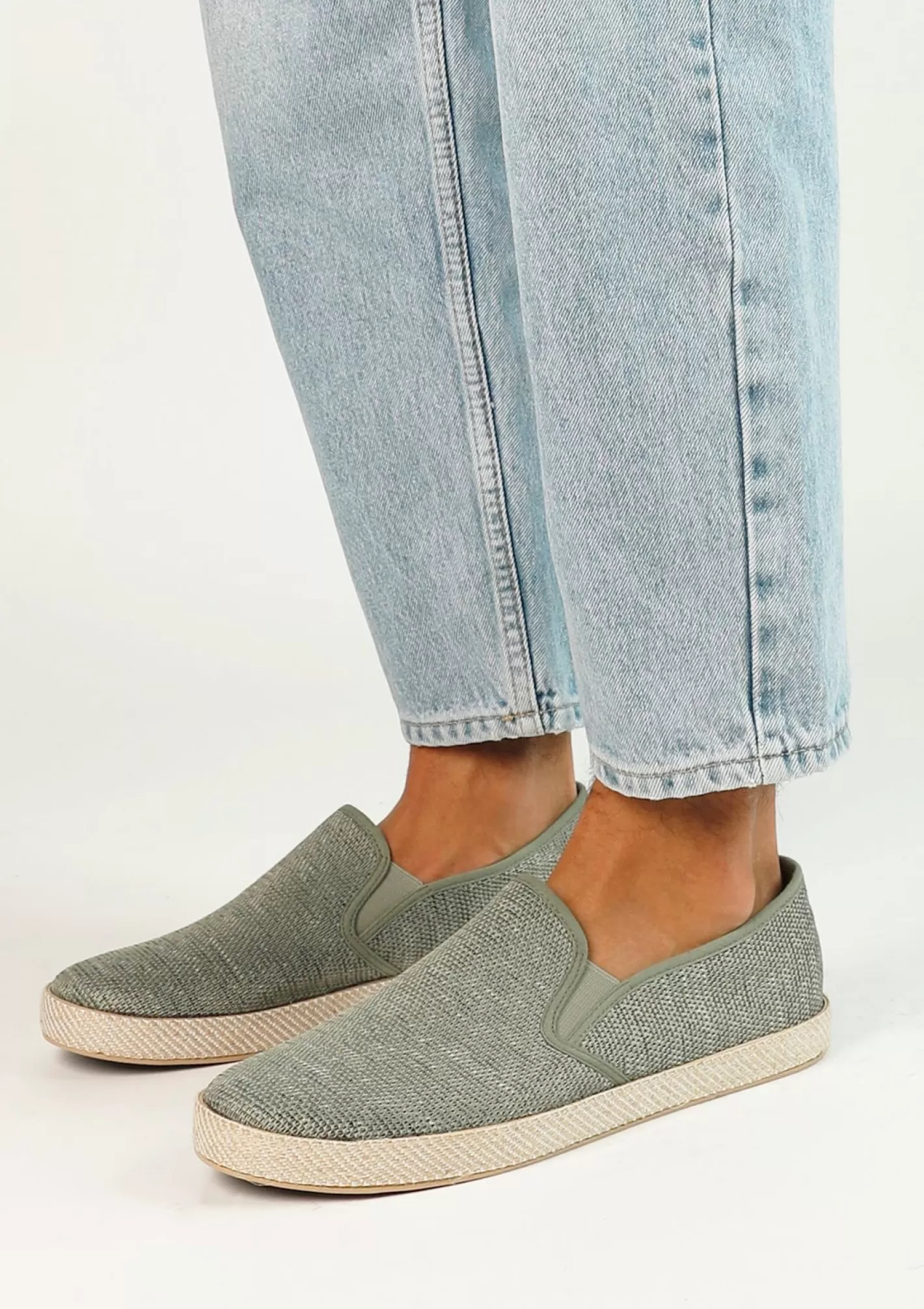Mocassins En Toile Avec Semelle En Corde Tressee - Vert<Sacha New