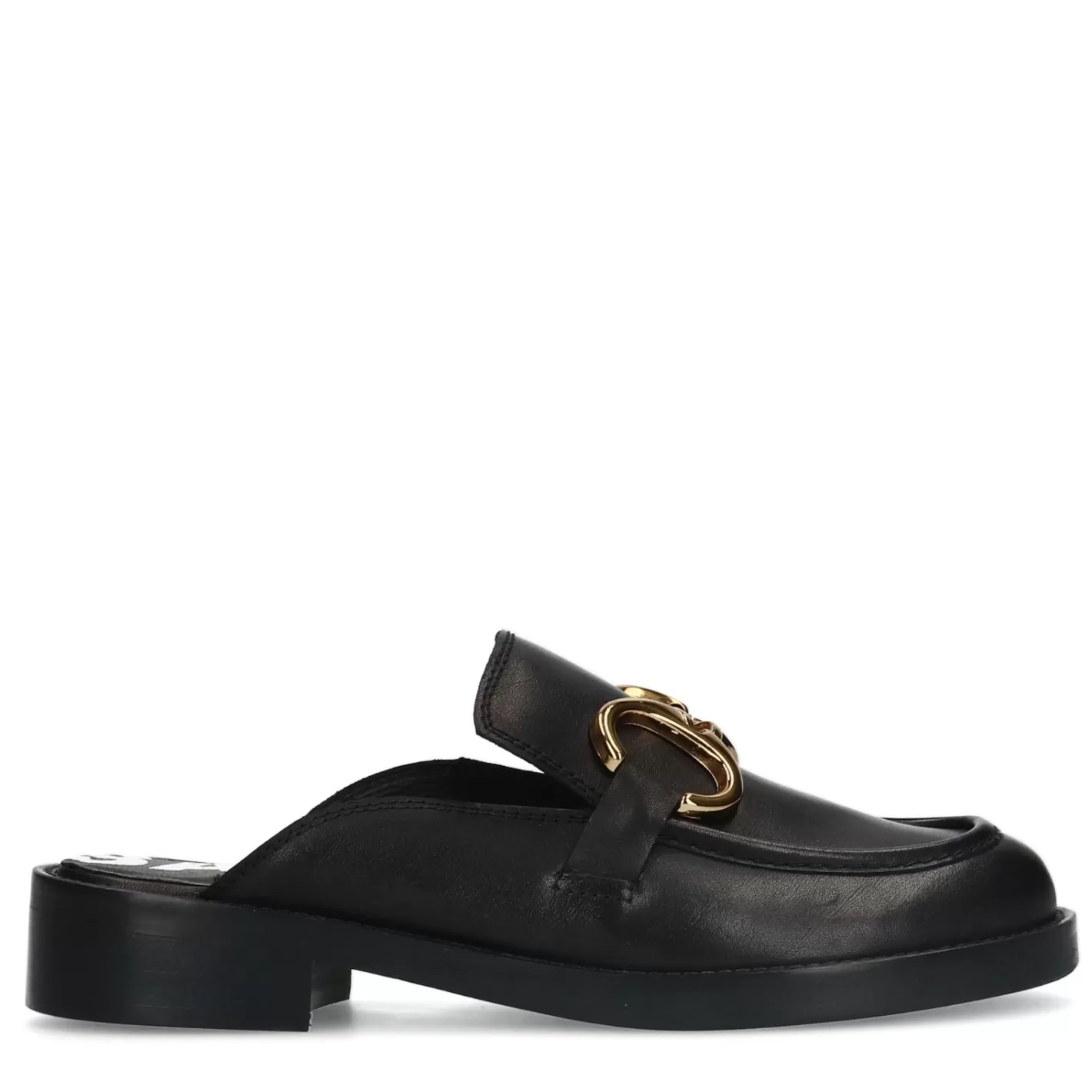 Mocassins Mules En Cuir Avec Chaine - Noir<Sacha Discount