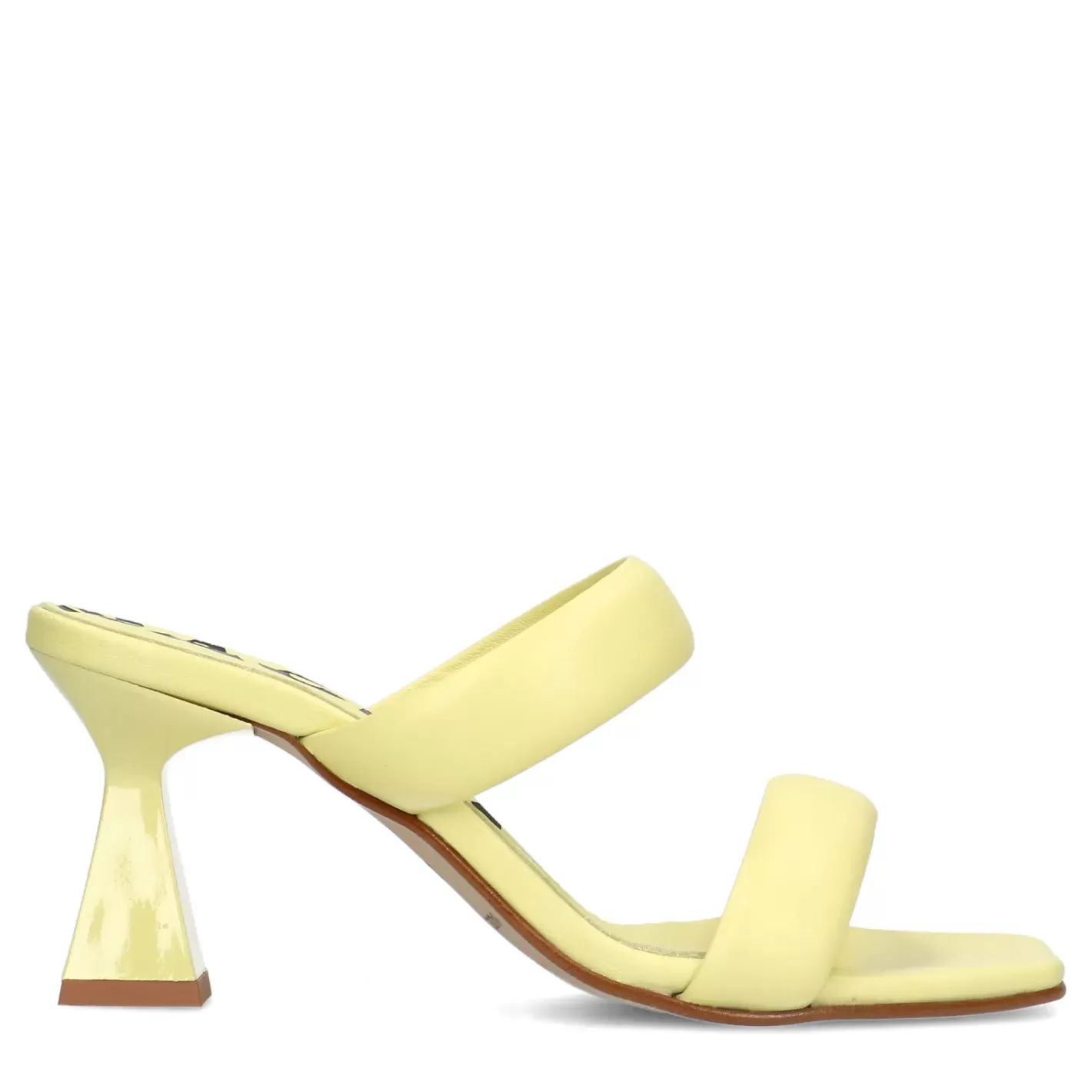 Mules En Cuir Avec Talon Entonnoir - Jaune<Sacha Store