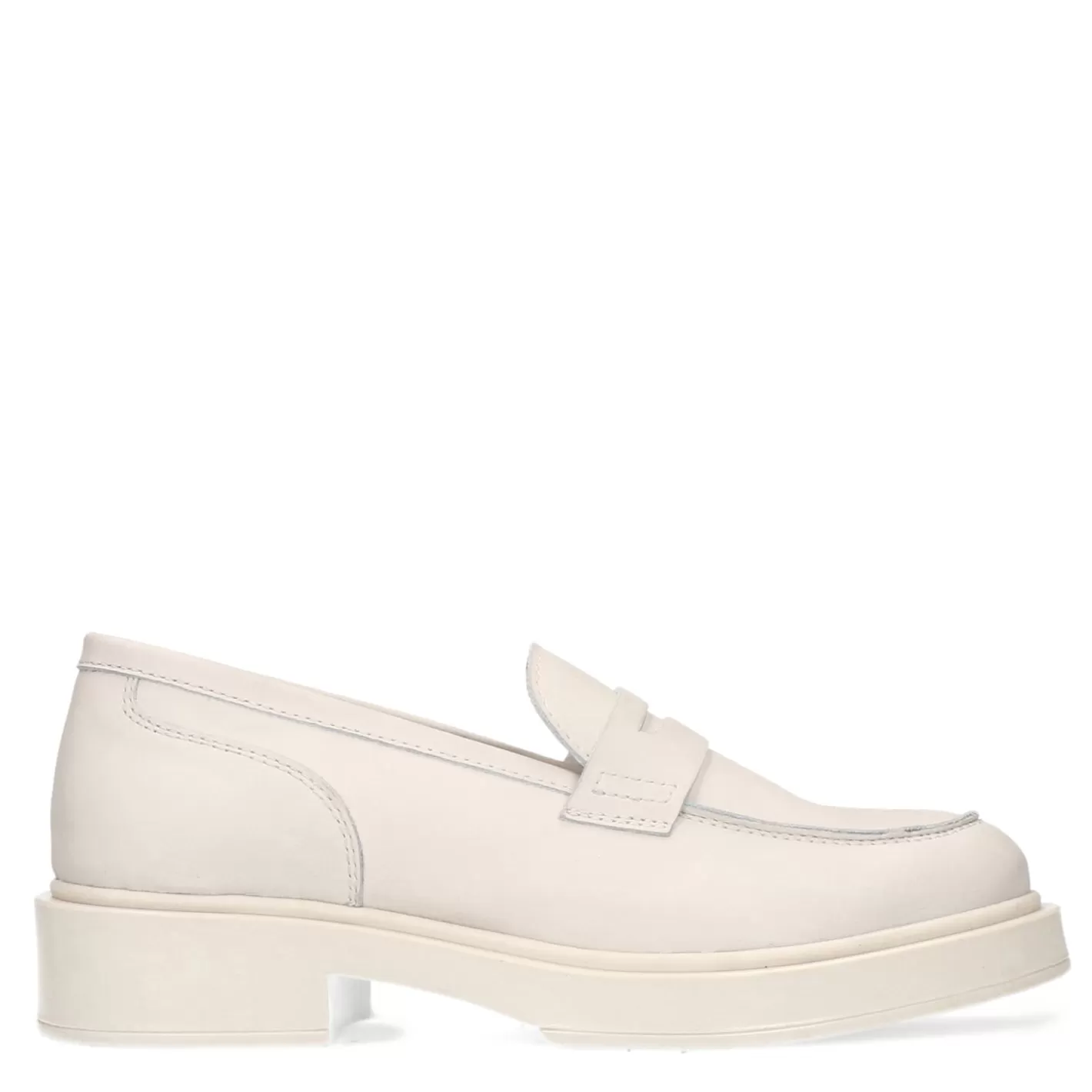 Penny Loafers En Cuir - Blanc Casse<Sacha Clearance