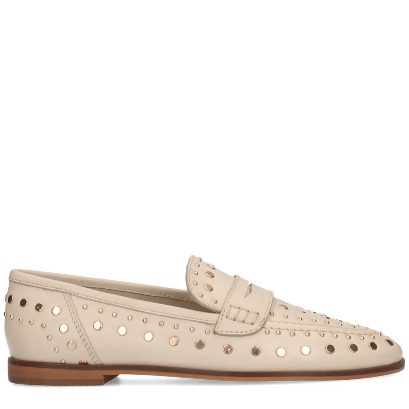 Penny Loafers En Cuir Avec Clous - Beige<Sacha Outlet