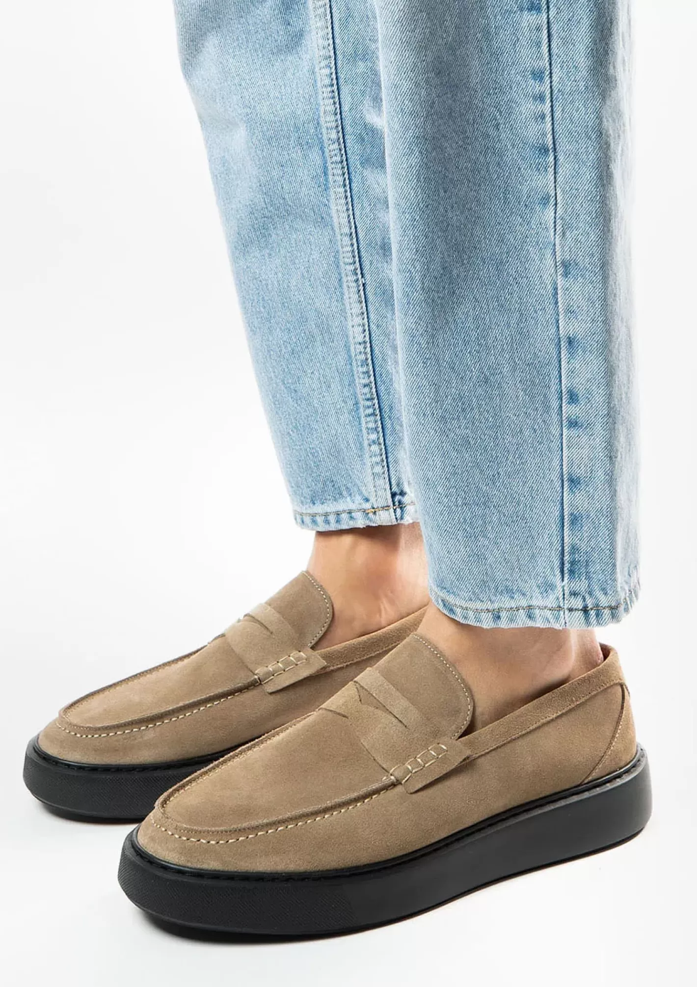 Penny Loafers En Daim Avec Semelle - Beige<Sacha Hot