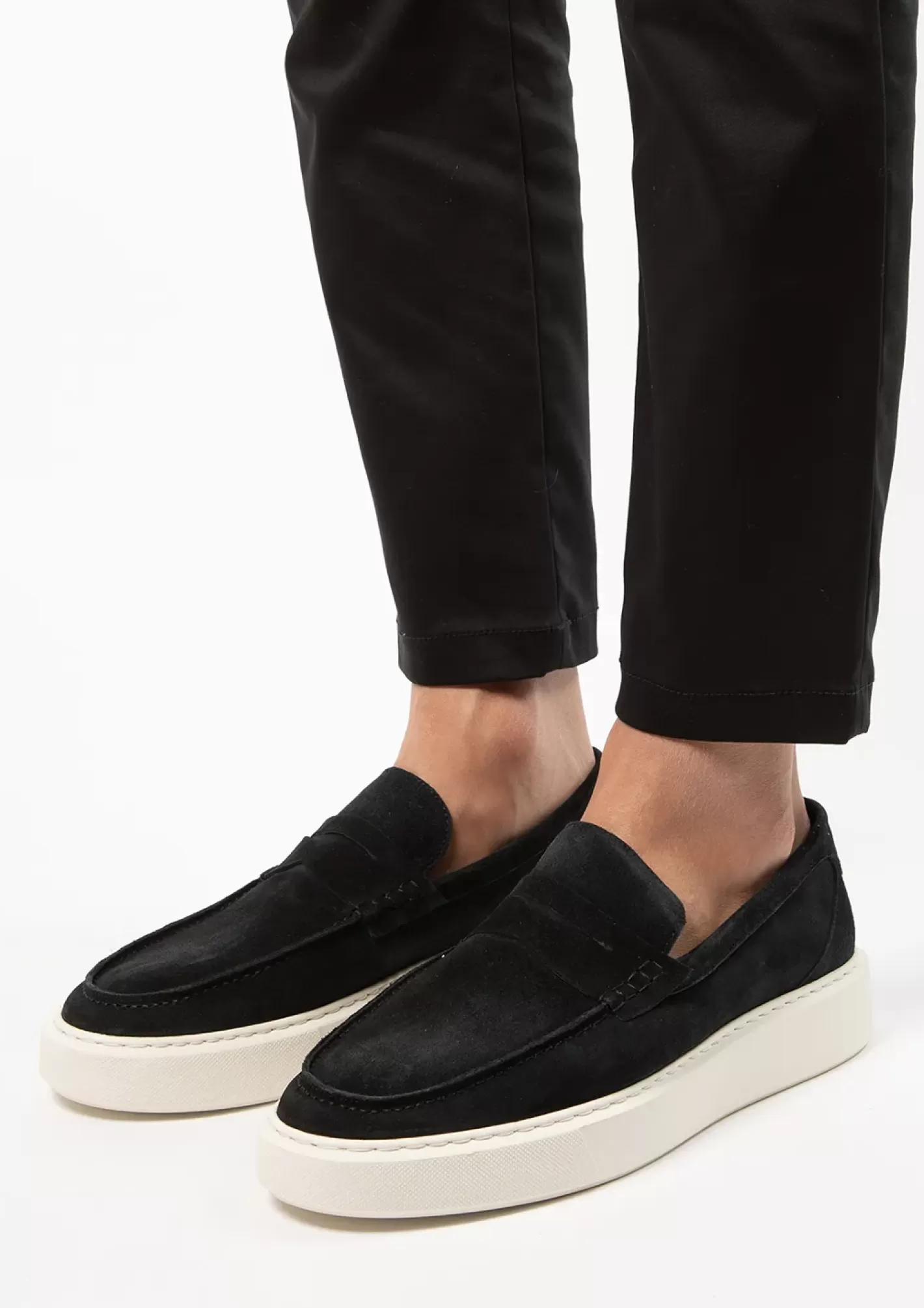 Penny Loafers En Daim Avec Semelle - Noir<Sacha Fashion