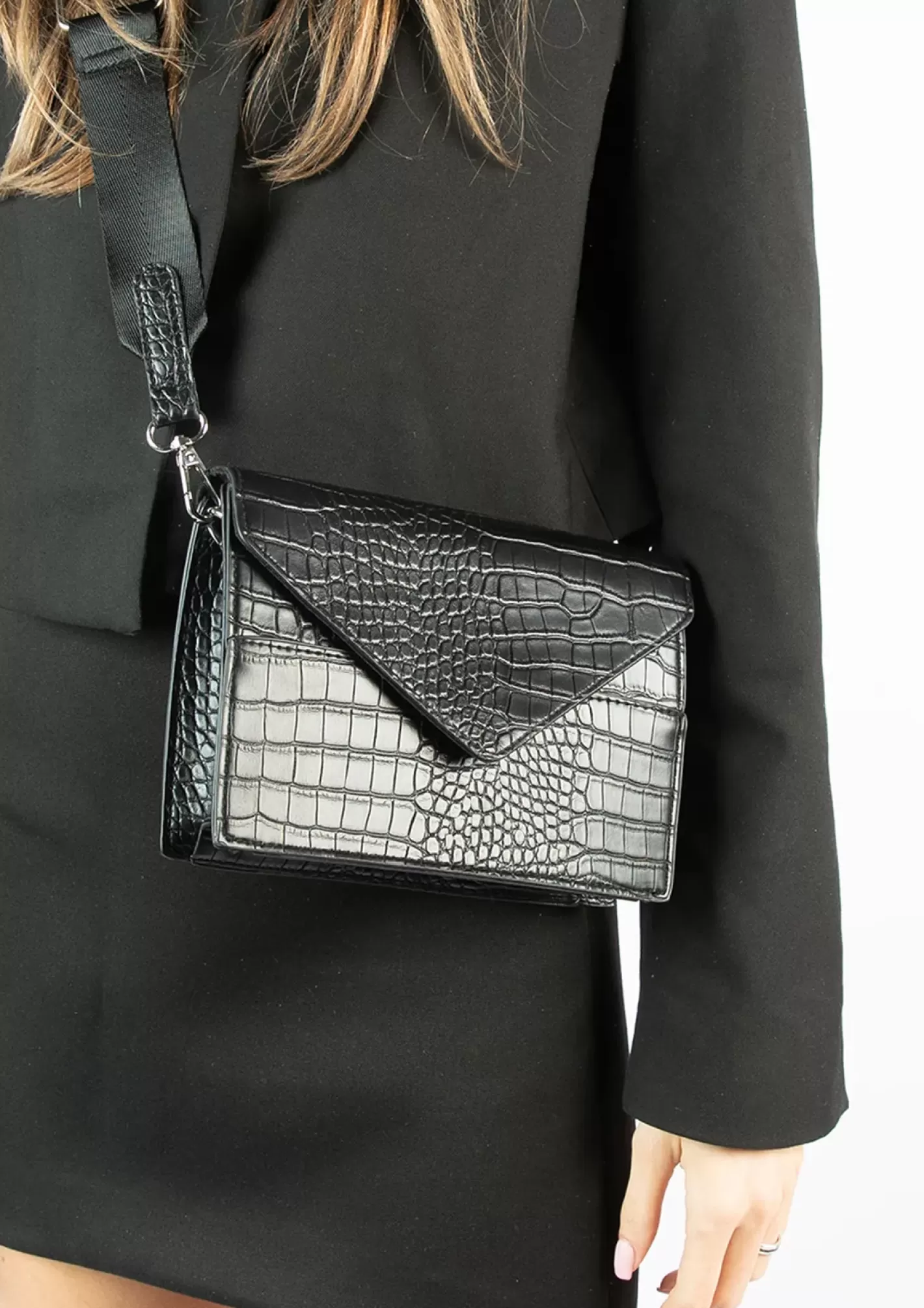 Sac A Bandoulière Avec Imprime Croco - Noir<Sacha Discount