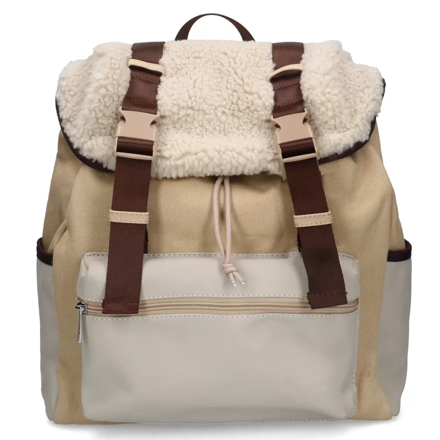 Sac A Dos Avec Details Duveteux - Beige<Sacha Hot