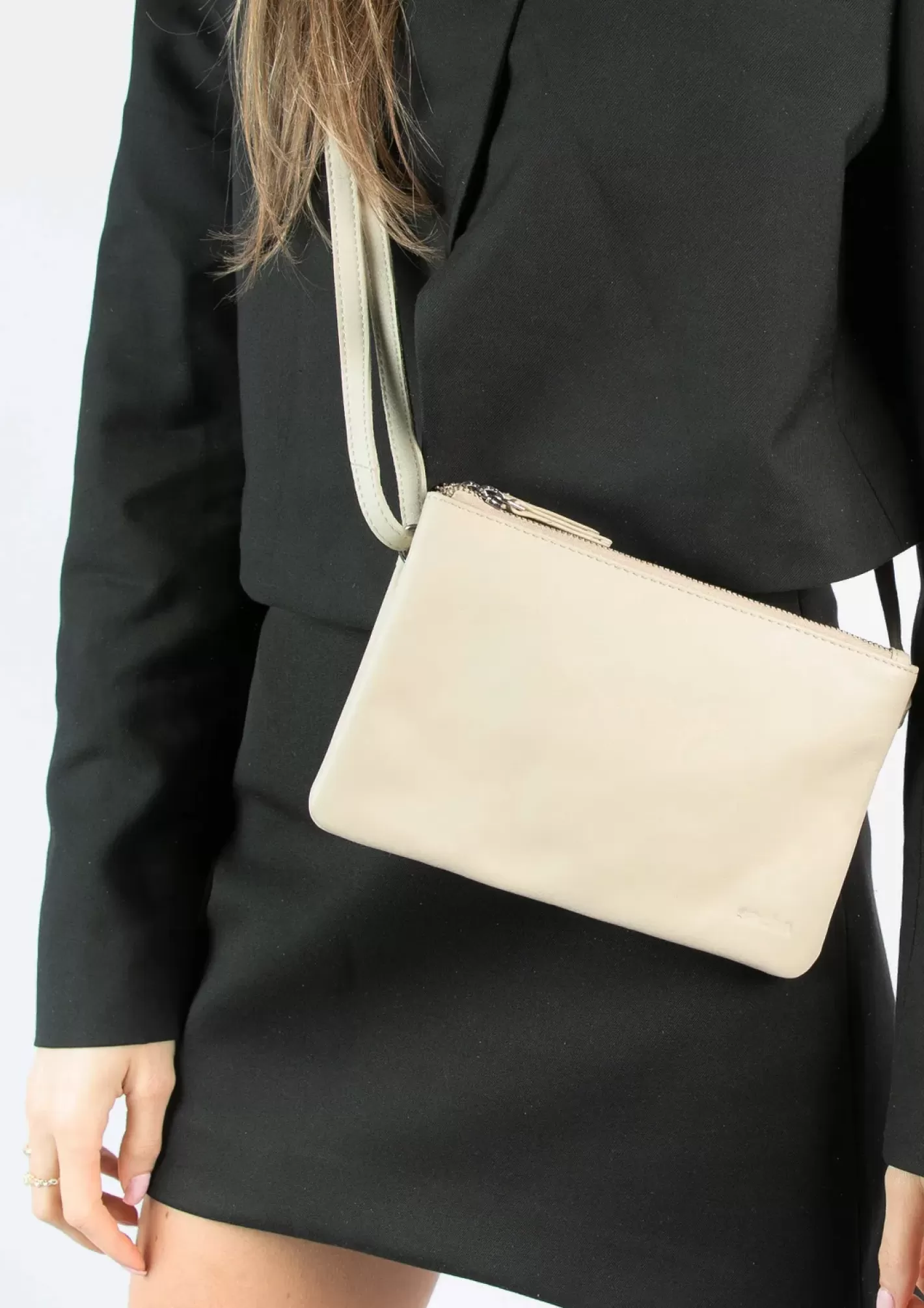 Sac Bandoulière En Cuir - Blanc Casse<Sacha Shop