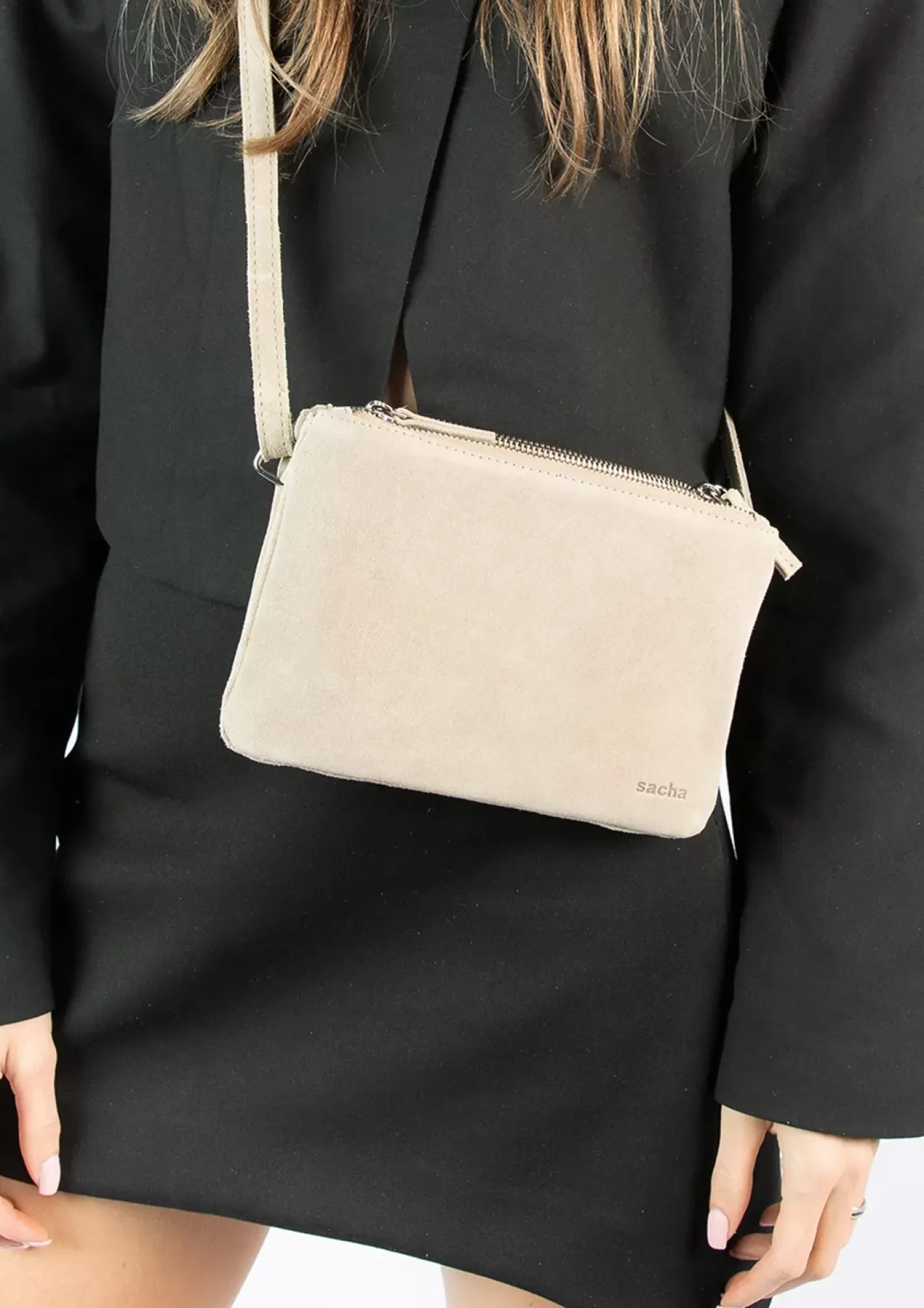 Sac Bandoulière En Daim - Beige<Sacha Best