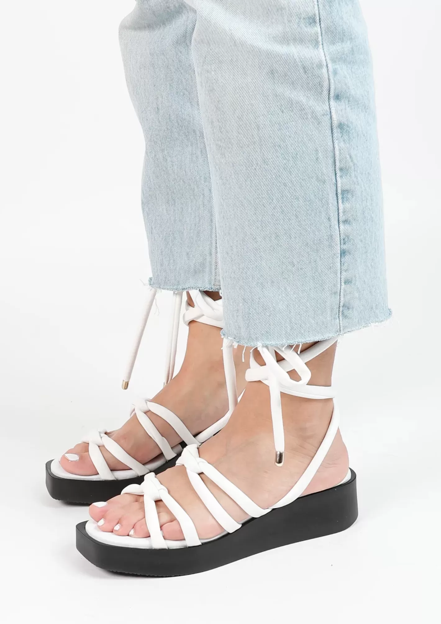 Sandales A Plateau Avec Lacets A Nouer - Blanc<Sacha Flash Sale