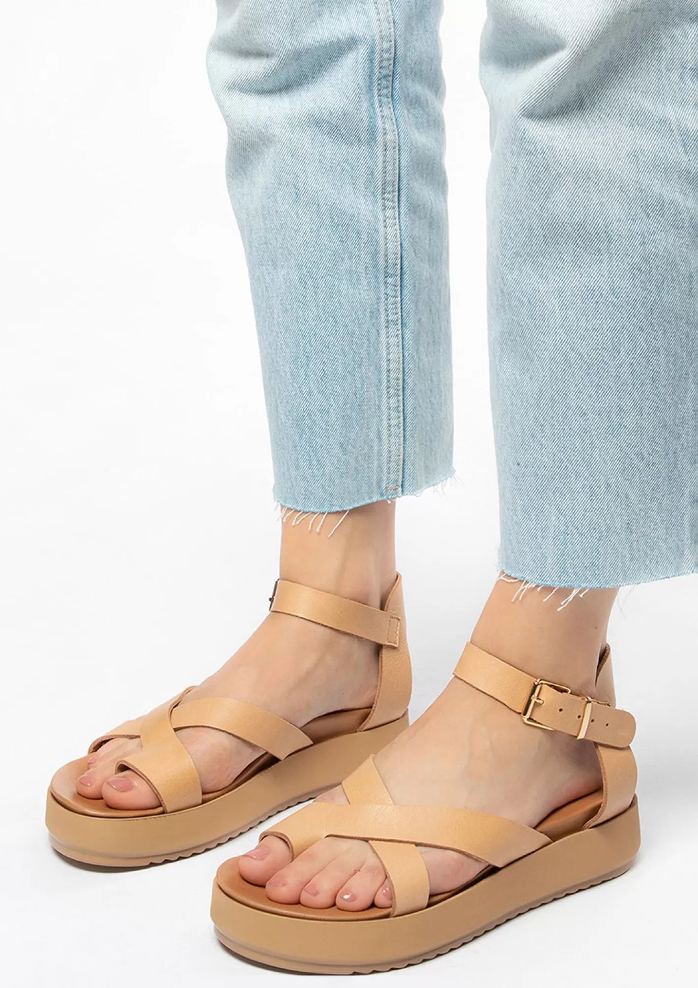 Sandales A Plateforme En Cuir - Camel<Sacha Best