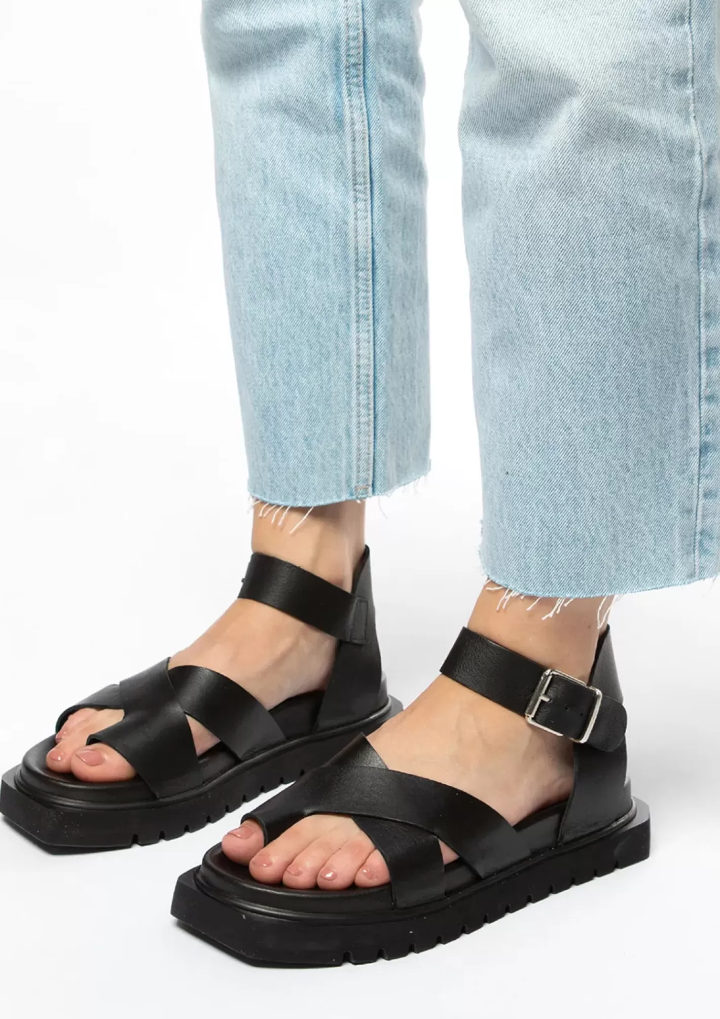 Sandales A Plateforme En Cuir - Noir<Sacha Cheap