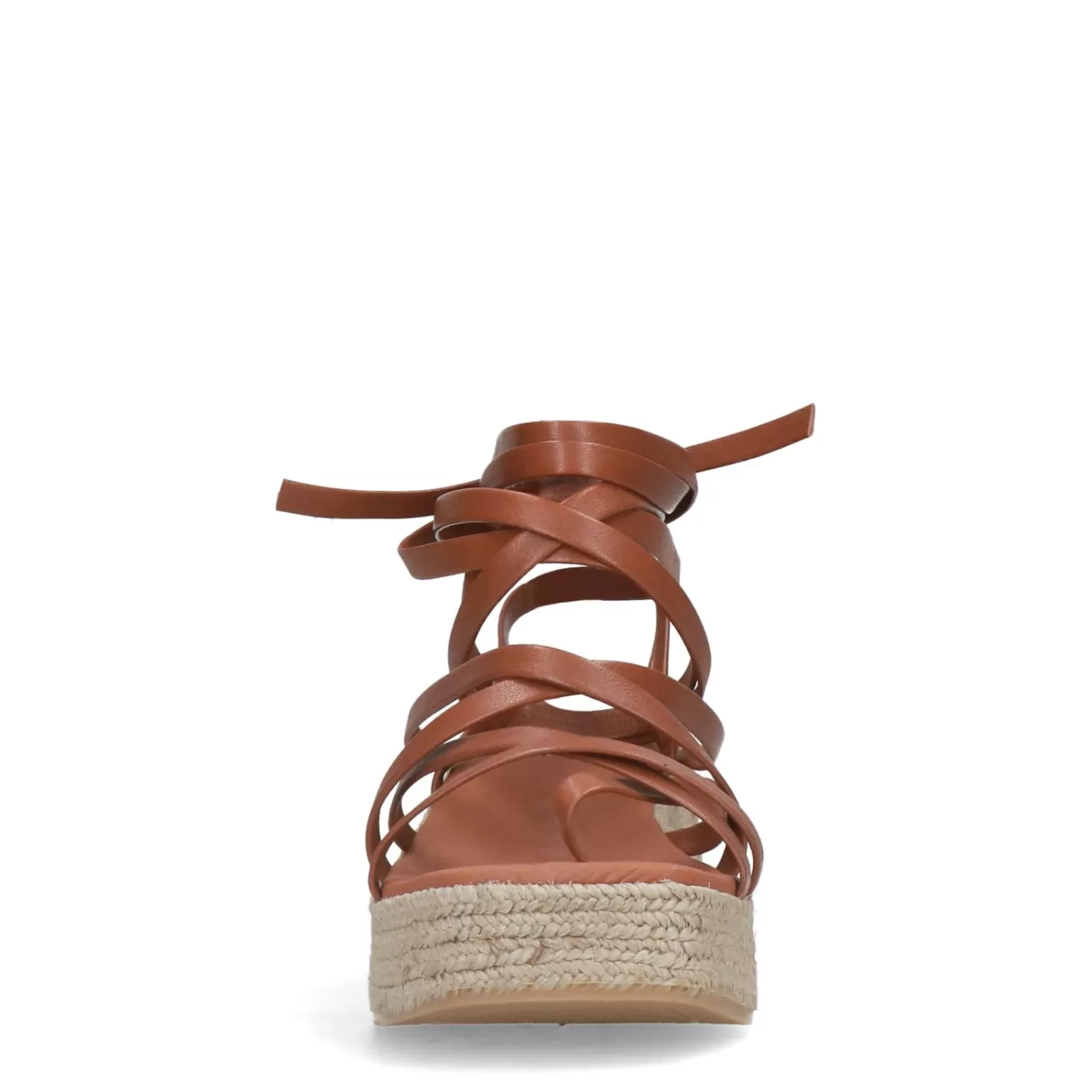 Sandales A Semelle Plateforme En Cuir A Lacets - Cognac<Sacha New