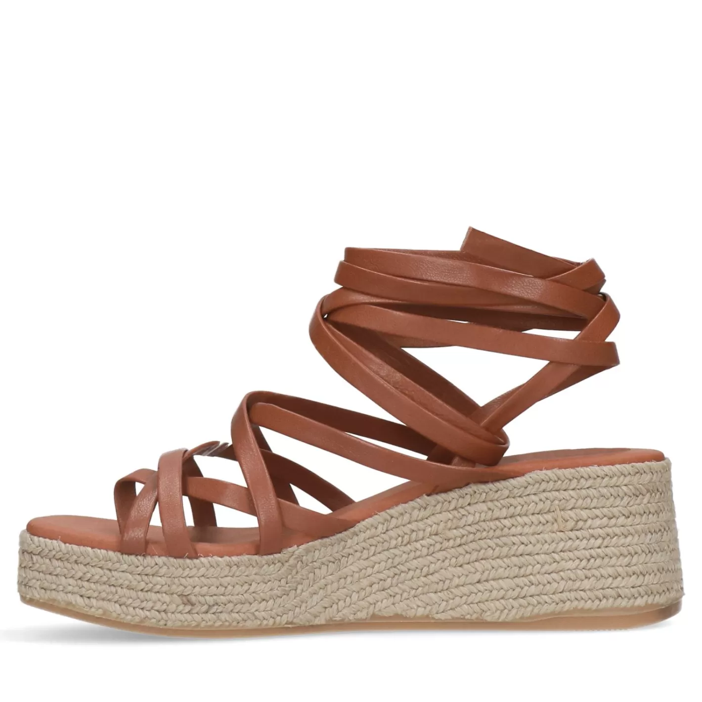 Sandales A Semelle Plateforme En Cuir A Lacets - Cognac<Sacha New