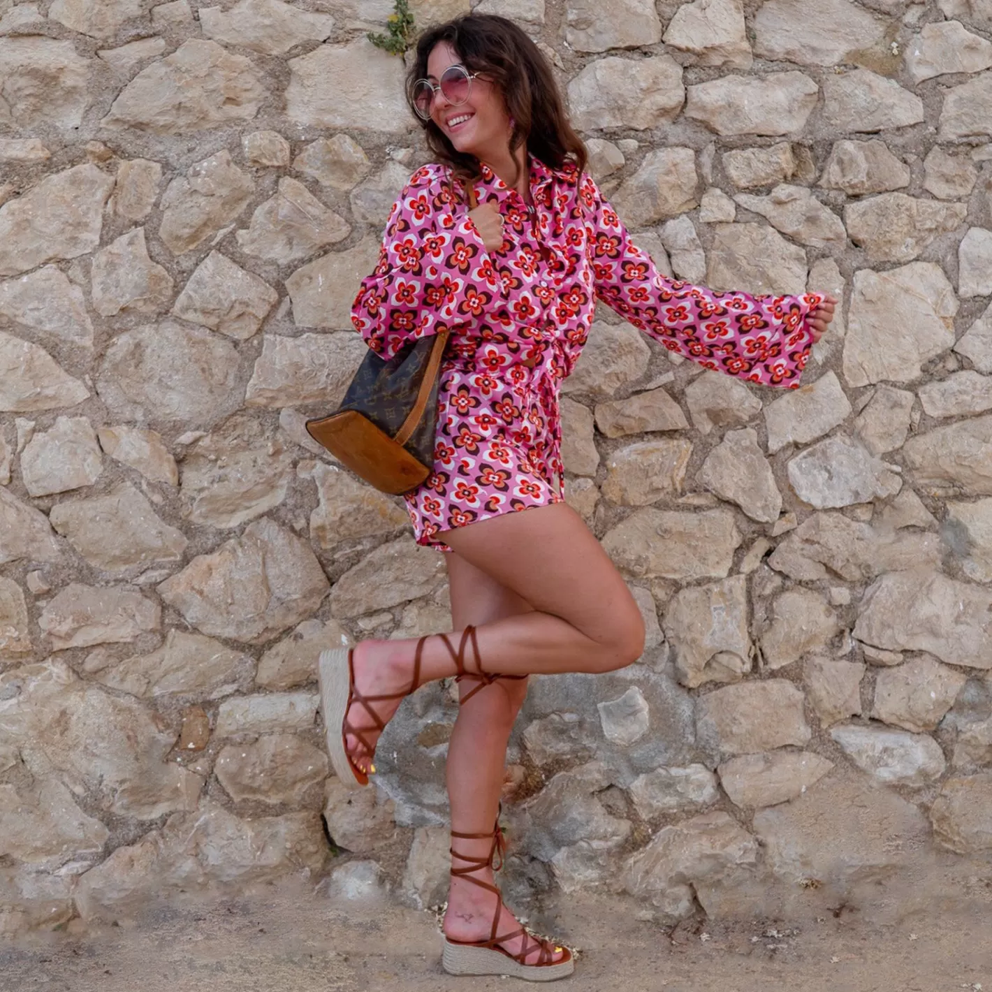 Sandales A Semelle Plateforme En Cuir A Lacets - Cognac<Sacha New