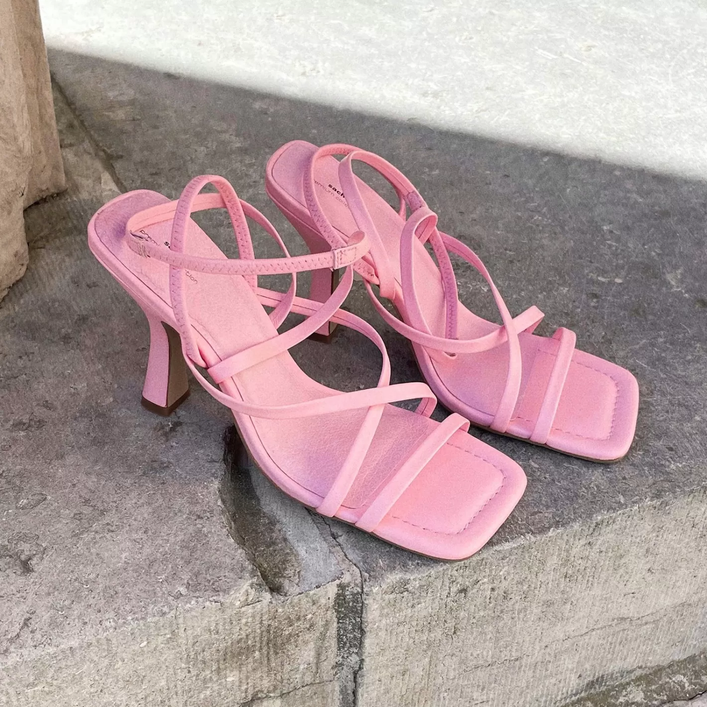 Sandales A Talon A Brides Et Au Bout Carre - Rose<Sacha Best Sale