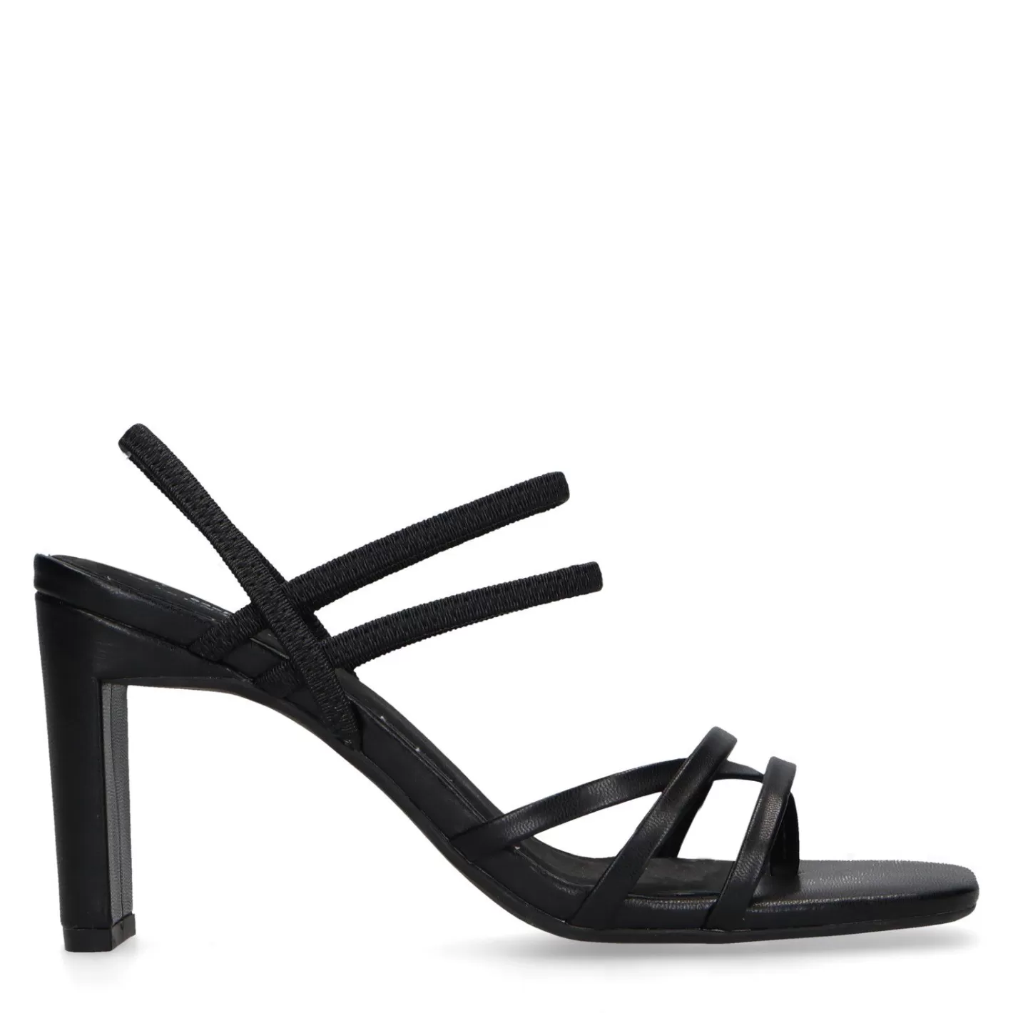 Sandales A Talon Avec Bandes - Noir<Sacha Outlet