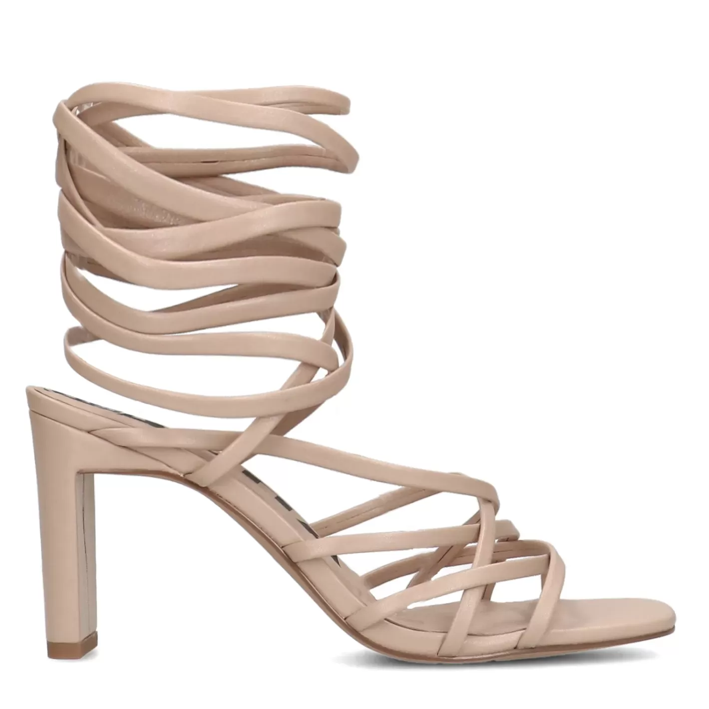 Sandales A Talon Avec Lacets A Nouer - Beige<Sacha Fashion