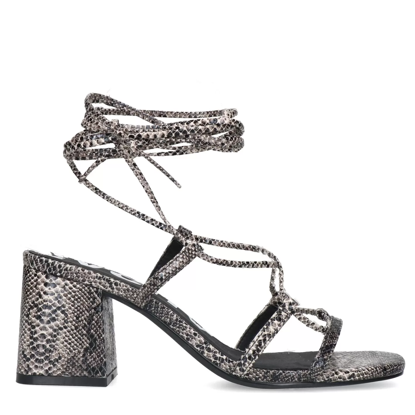 Sandales A Talon Avec Lacets A Nouer - Gris<Sacha Cheap