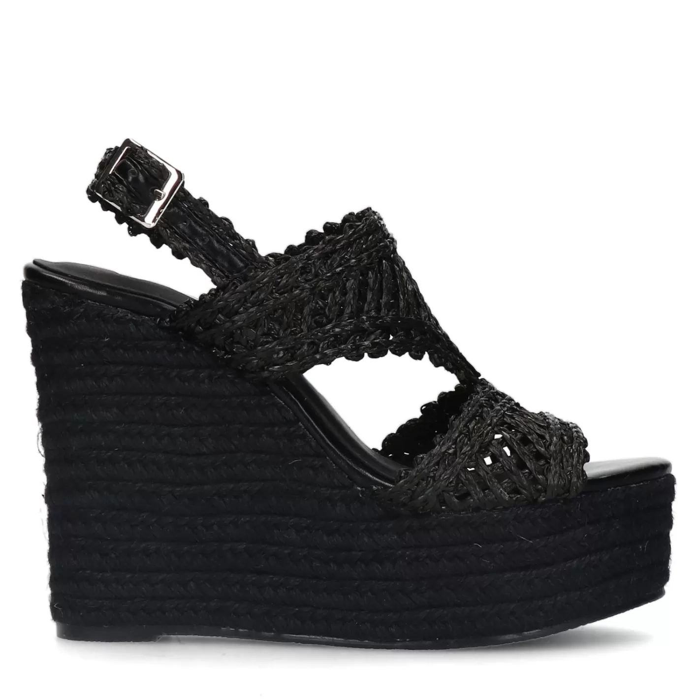 Sandales A Talon Compense - Noir<Sacha Discount