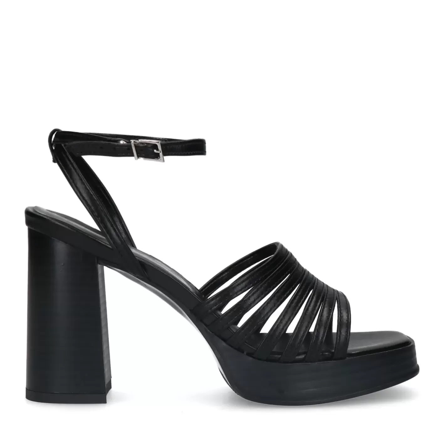 Sandales A Talon En Cuir - Noir<Sacha Cheap