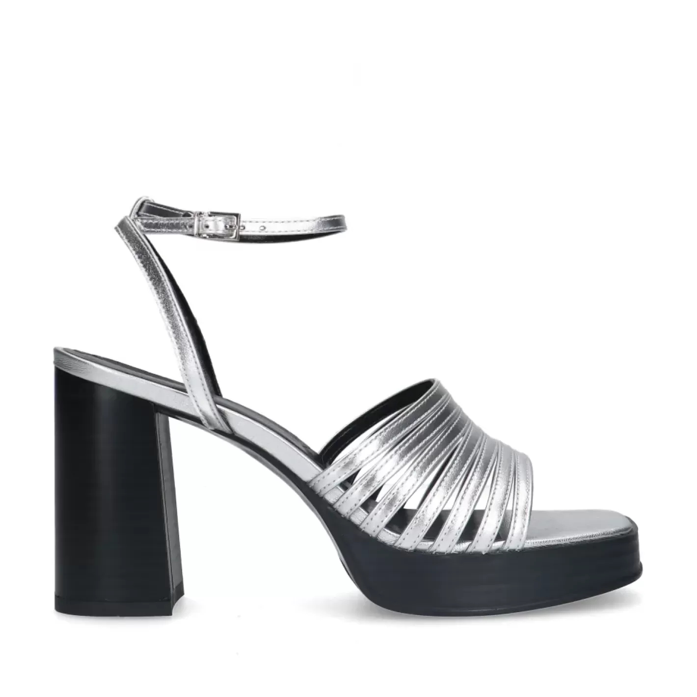 Sandales A Talon Metallisees - Argente<Sacha Outlet