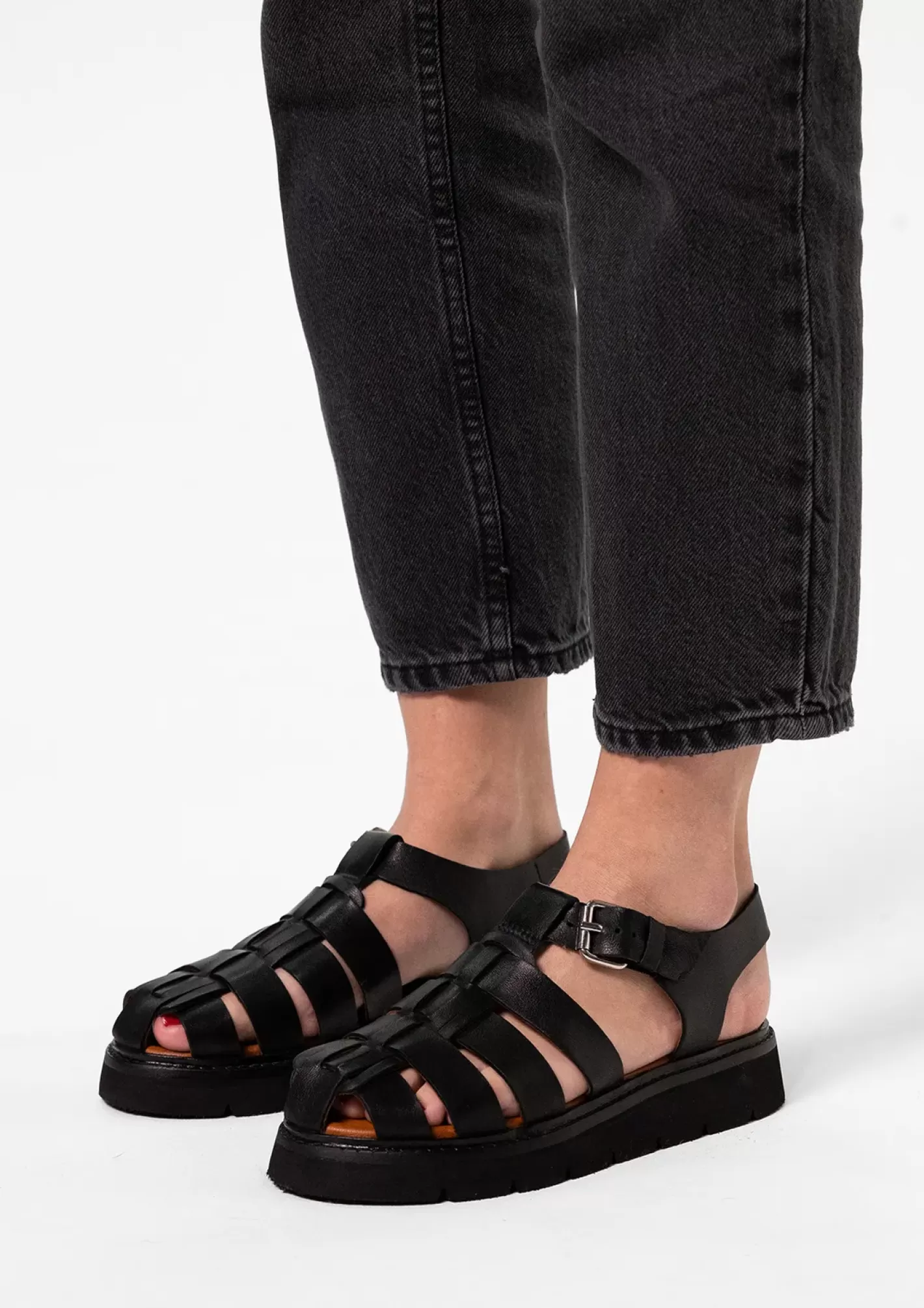 Sandales Chunky En Cuir - Noir<Sacha Flash Sale