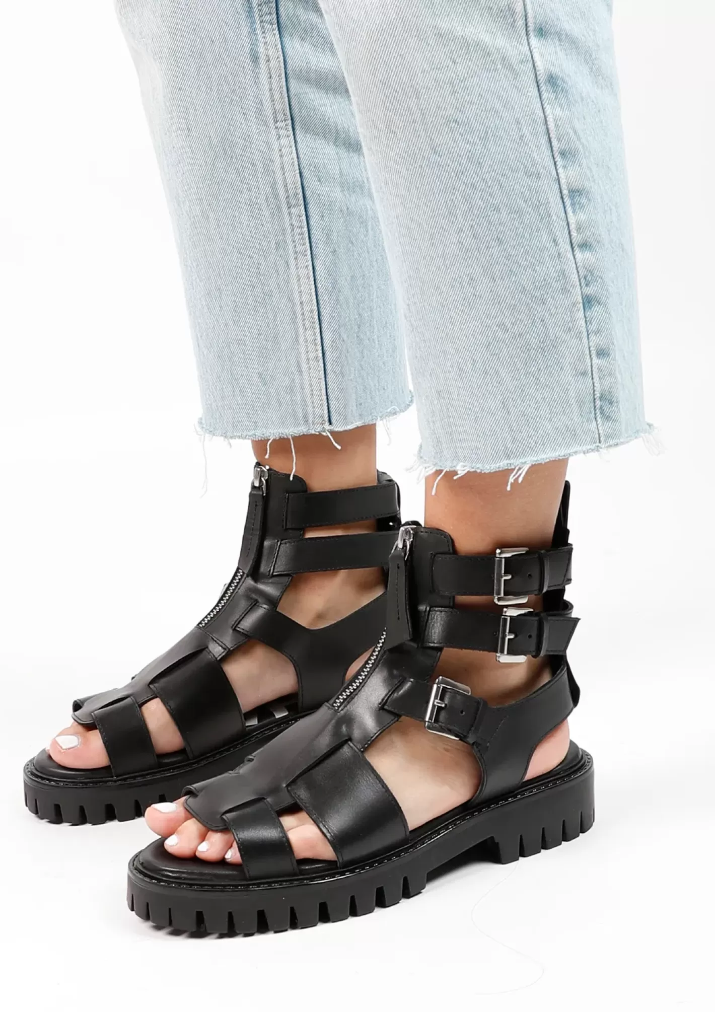 Sandales Chunky En Cuir - Noir<Sacha Cheap