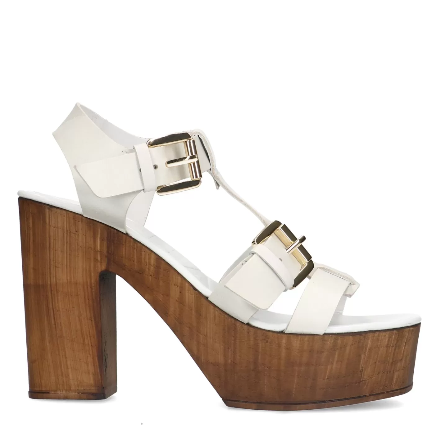 Sandales Cuir A Plateau - Blanc<Sacha Cheap