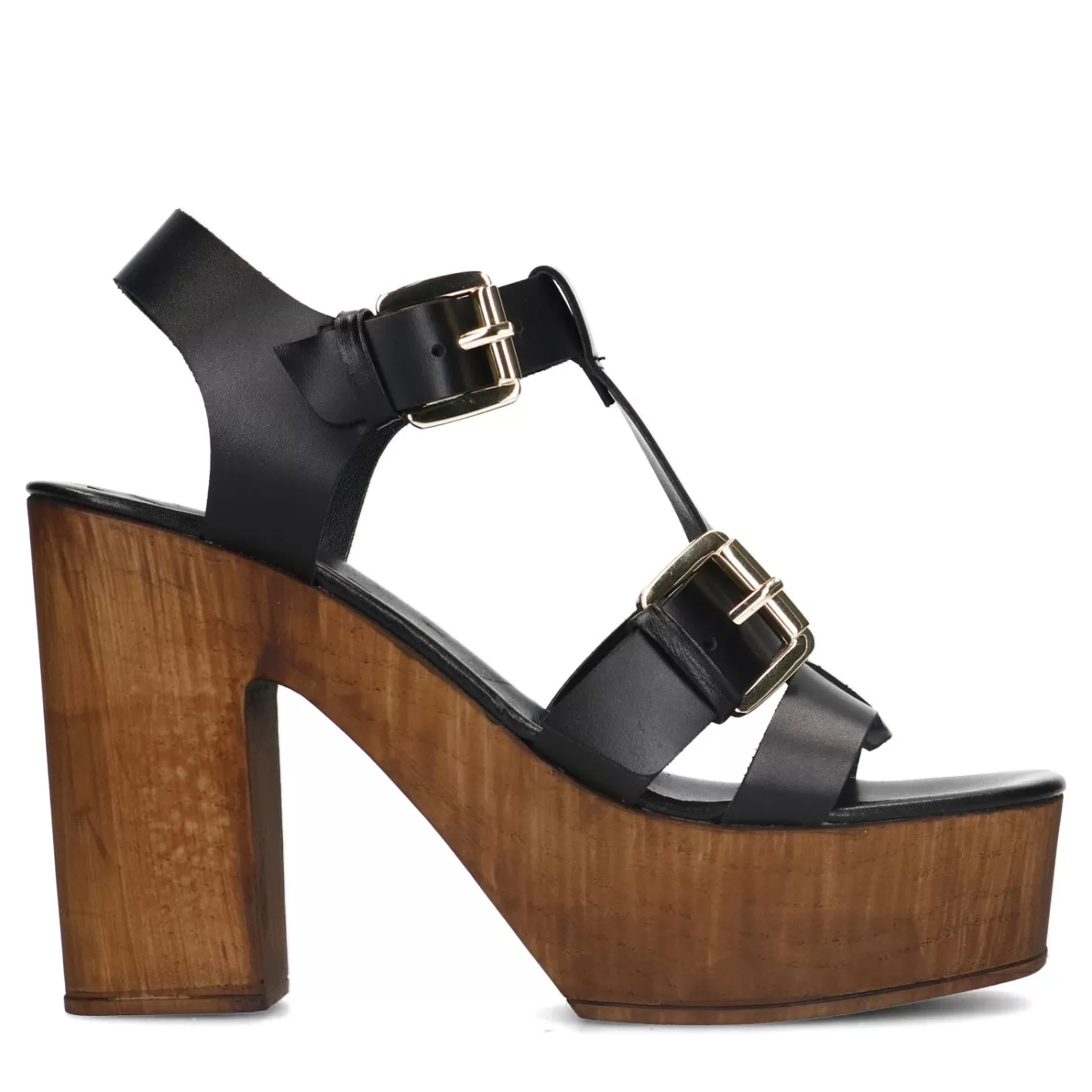 Sandales Cuir A Plateau - Noir<Sacha New