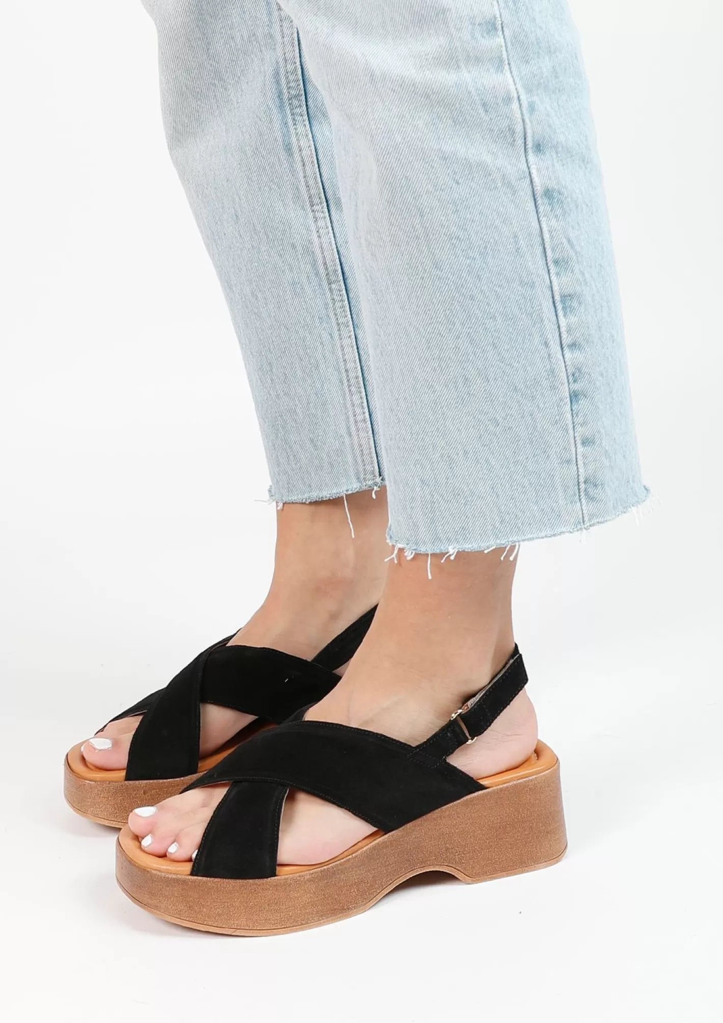 Sandales Cuir A Plateau - Noir<Sacha Sale