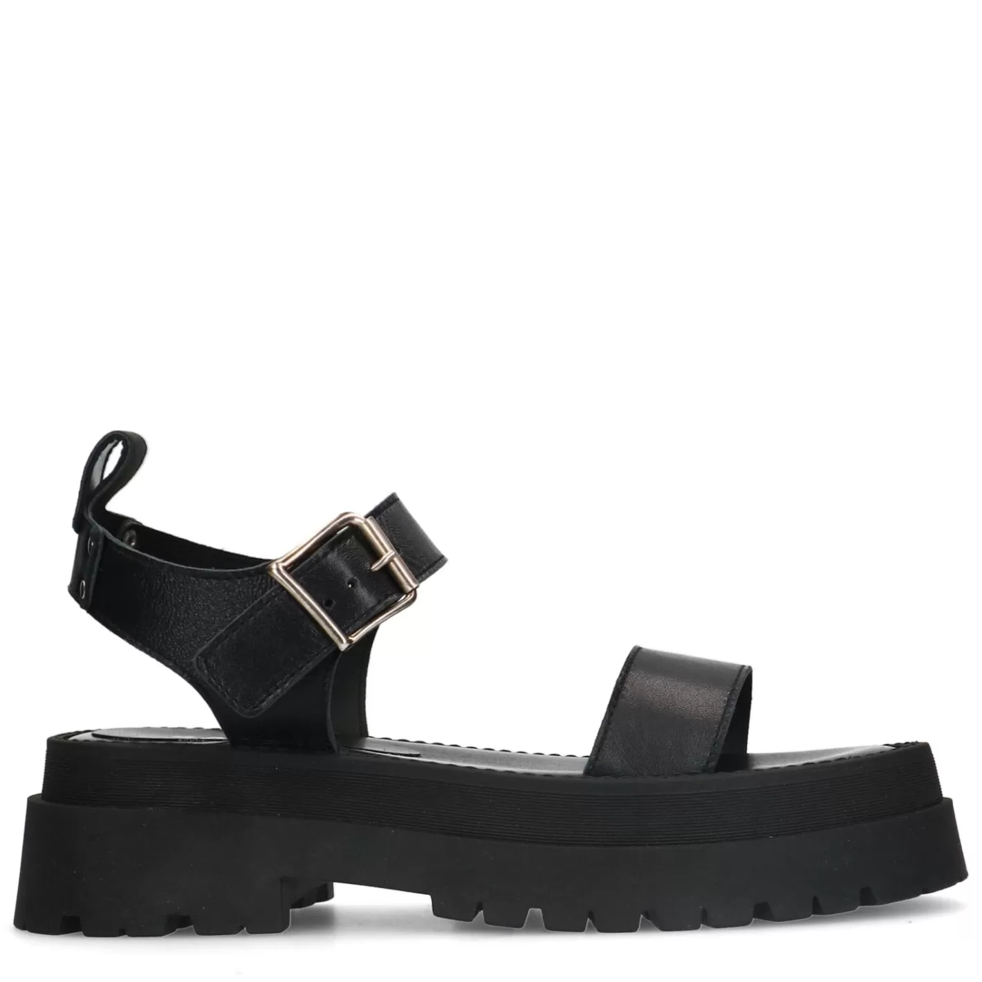 Sandales Cuir A Plateforme - Noir<Sacha Shop