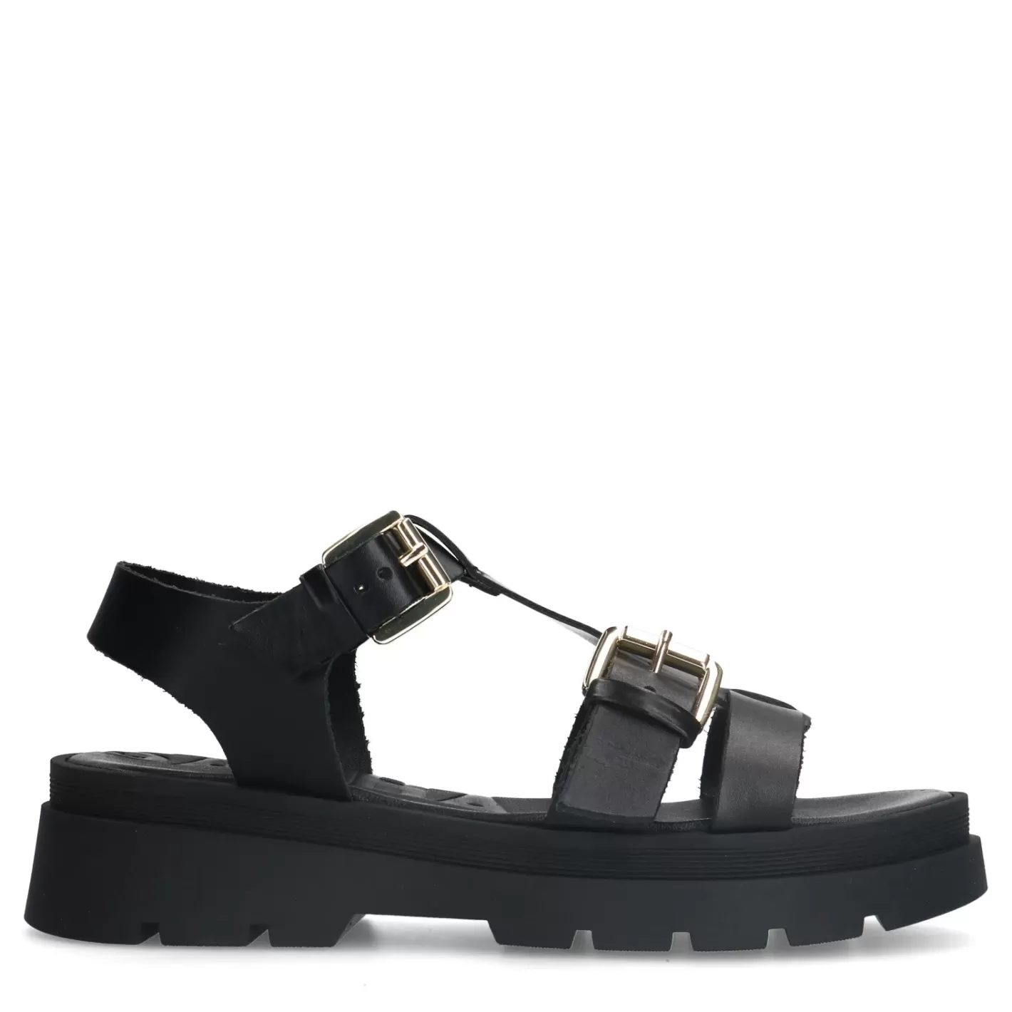 Sandales Cuir A Plateforme - Noir<Sacha Hot