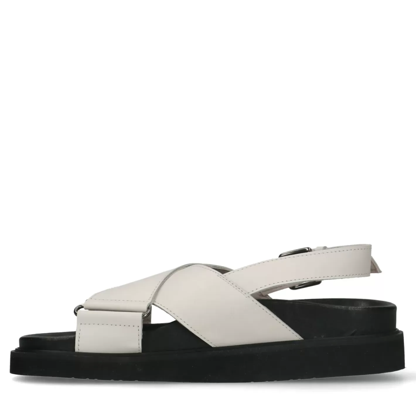 Sandales Cuir A Plateforme Avec Brides Croisees - Blanc Casse<Sacha Cheap