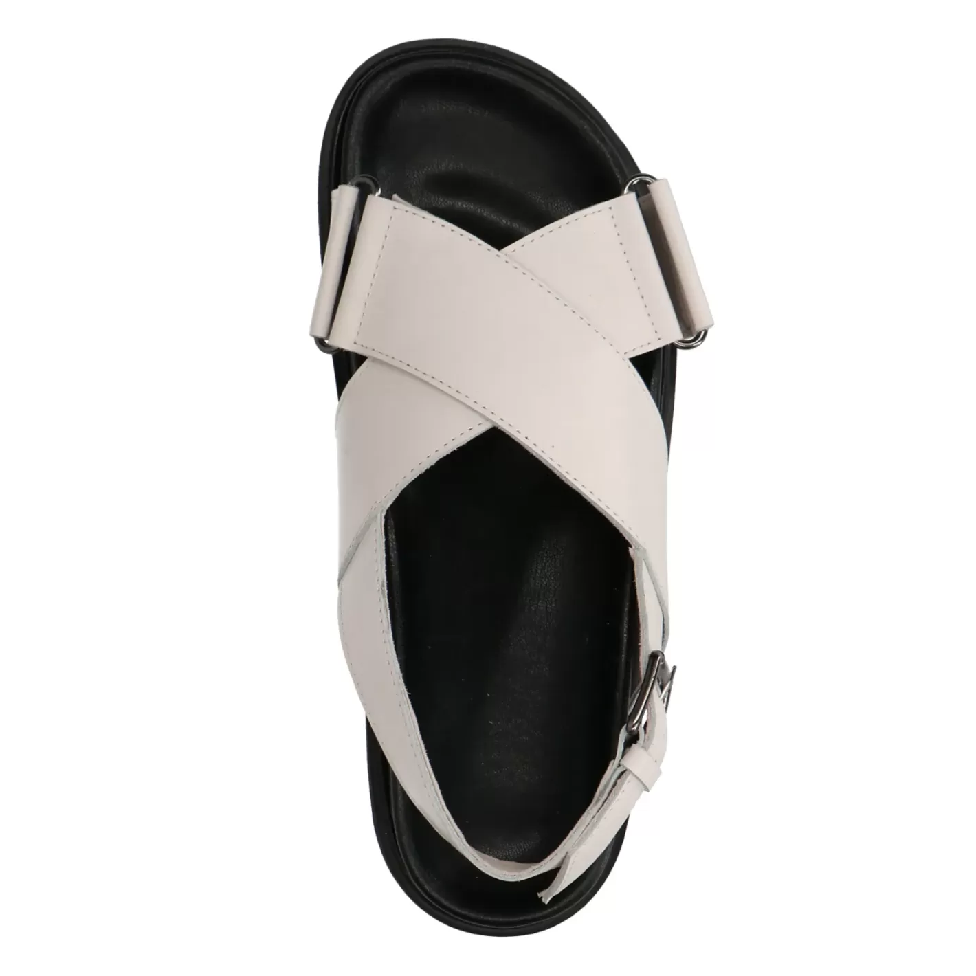 Sandales Cuir A Plateforme Avec Brides Croisees - Blanc Casse<Sacha Cheap