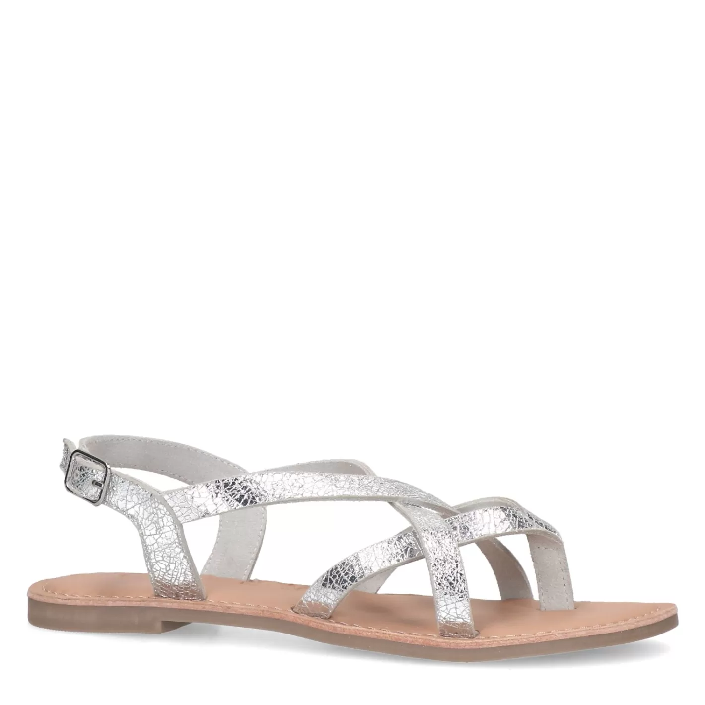 Sandales En Cuir Avec Brides Croisees - Argente<Sacha Store