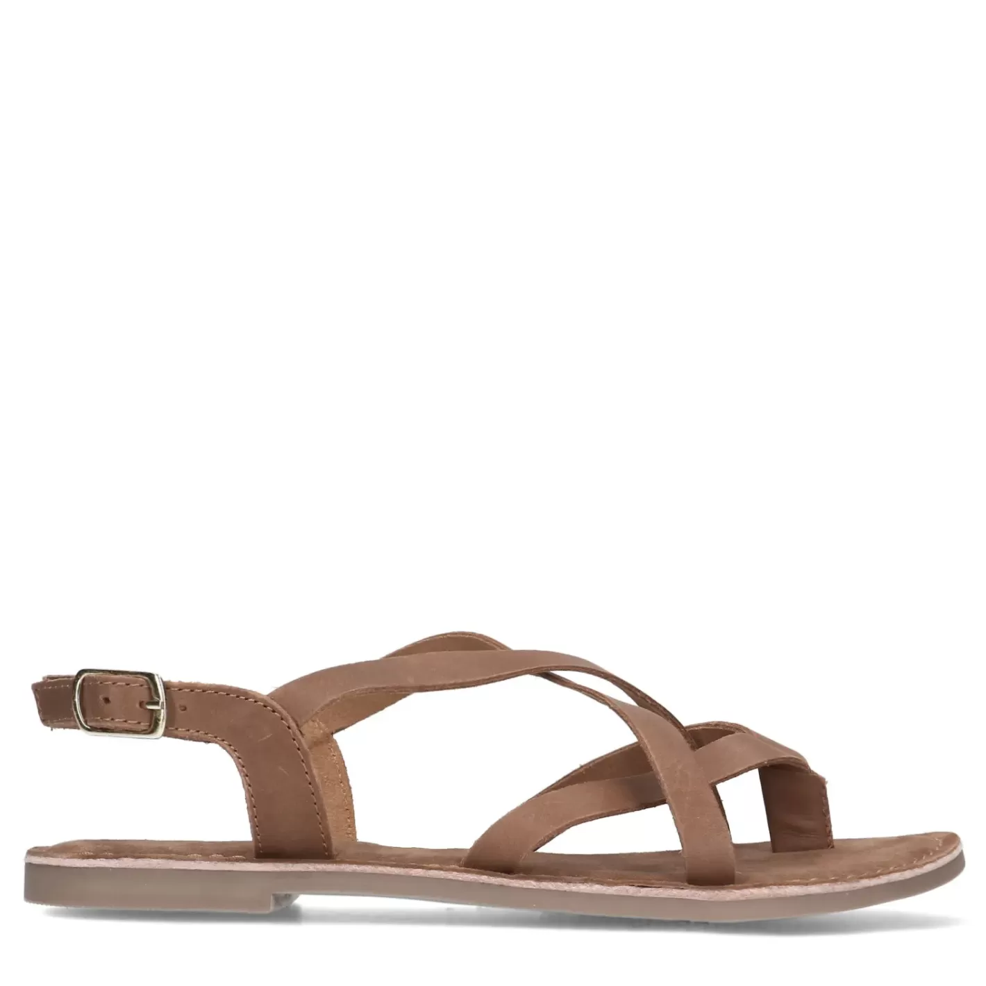 Sandales En Cuir Avec Brides Croisees - Camel<Sacha Cheap