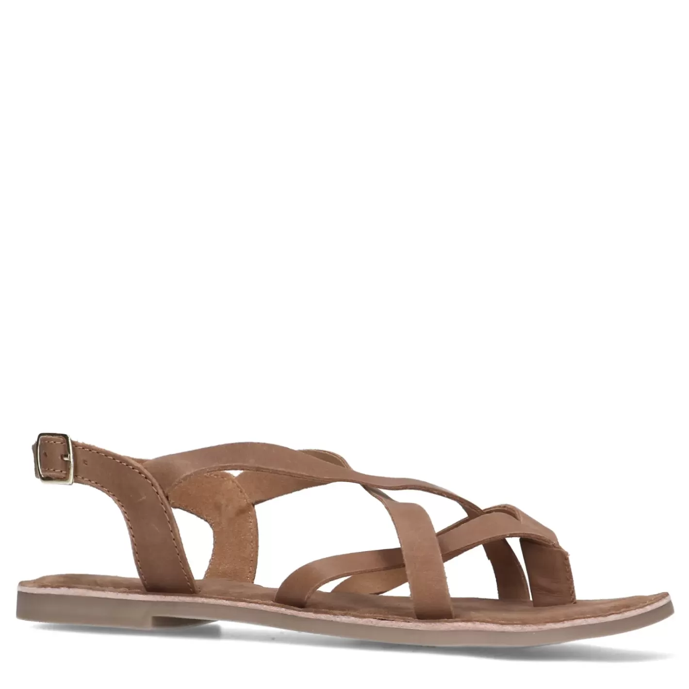 Sandales En Cuir Avec Brides Croisees - Camel<Sacha Cheap