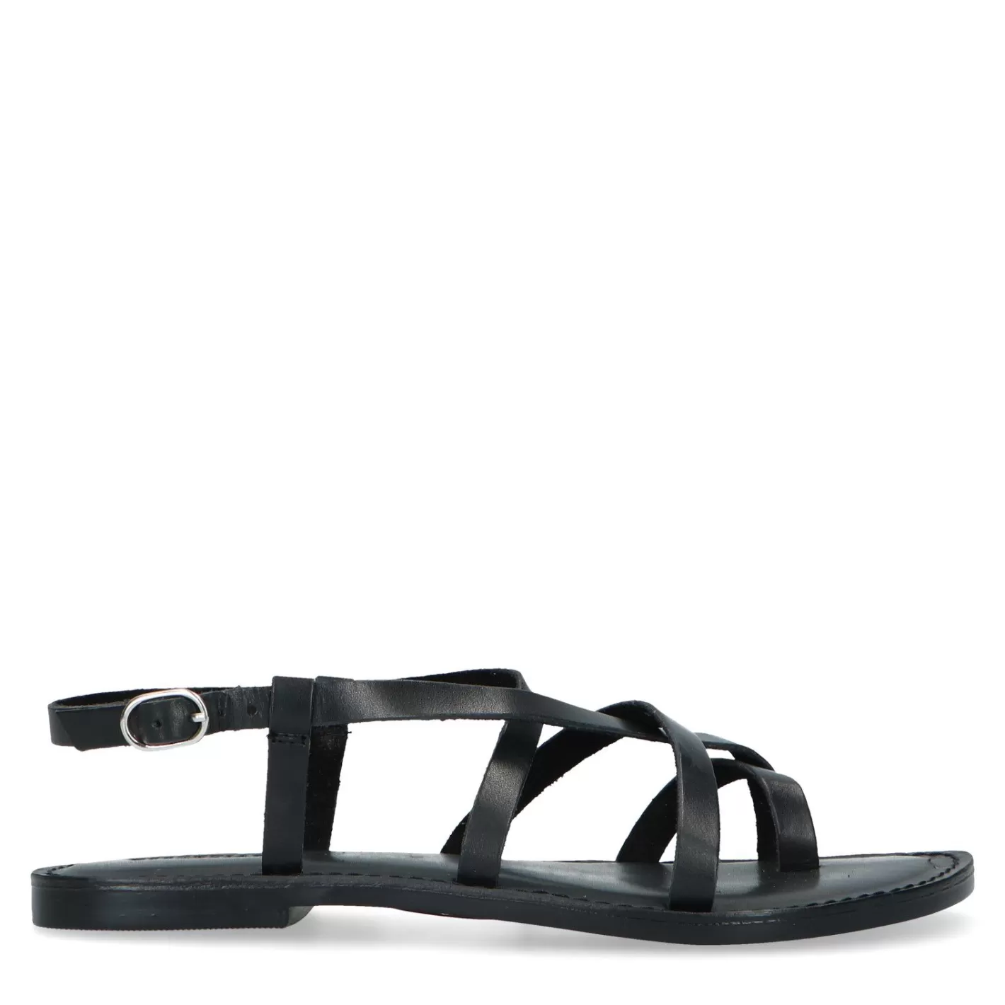 Sandales En Cuir Avec Brides Croisees - Noir<Sacha Outlet