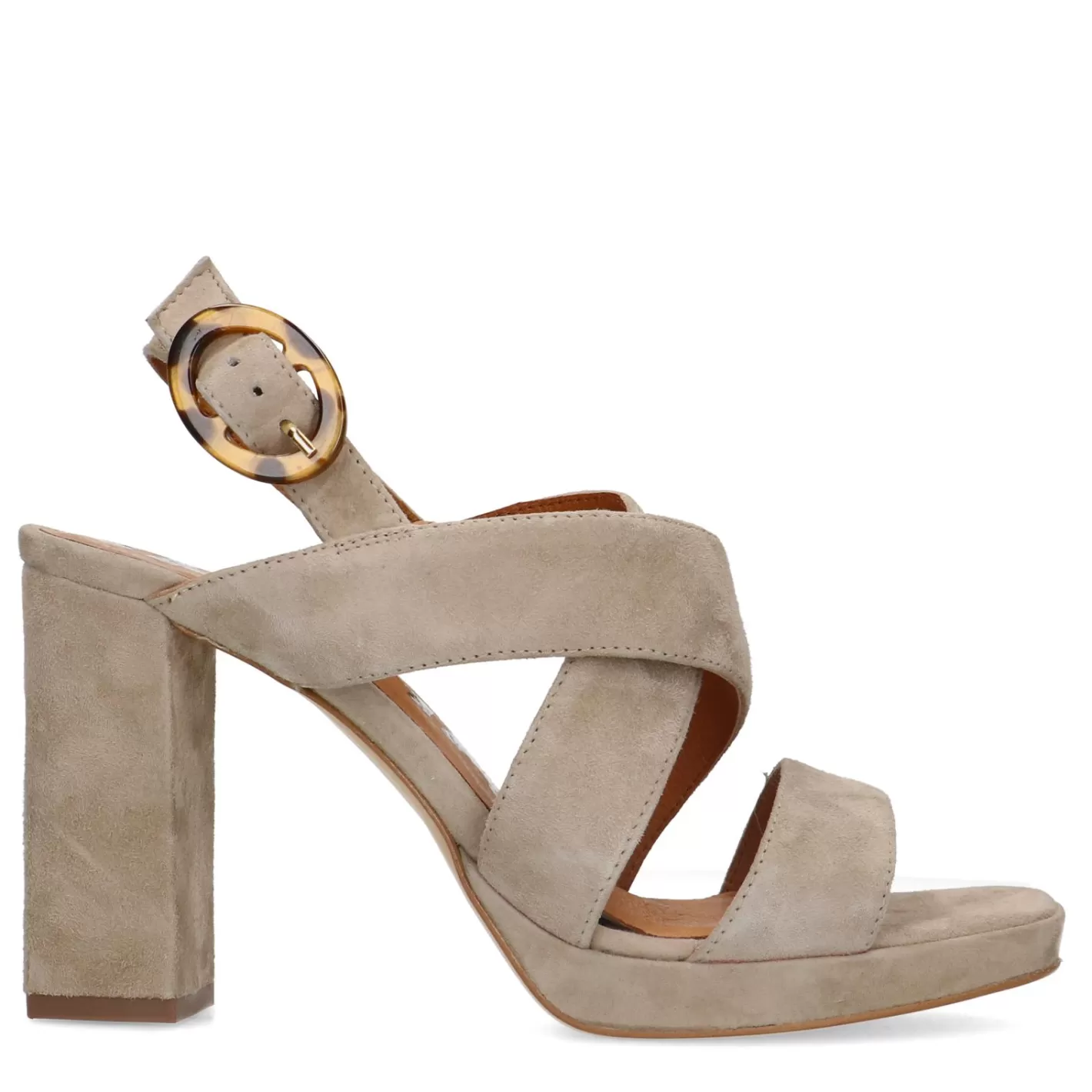 Sandales En Daim Avec Talon Cubain - Taupe<Sacha Cheap