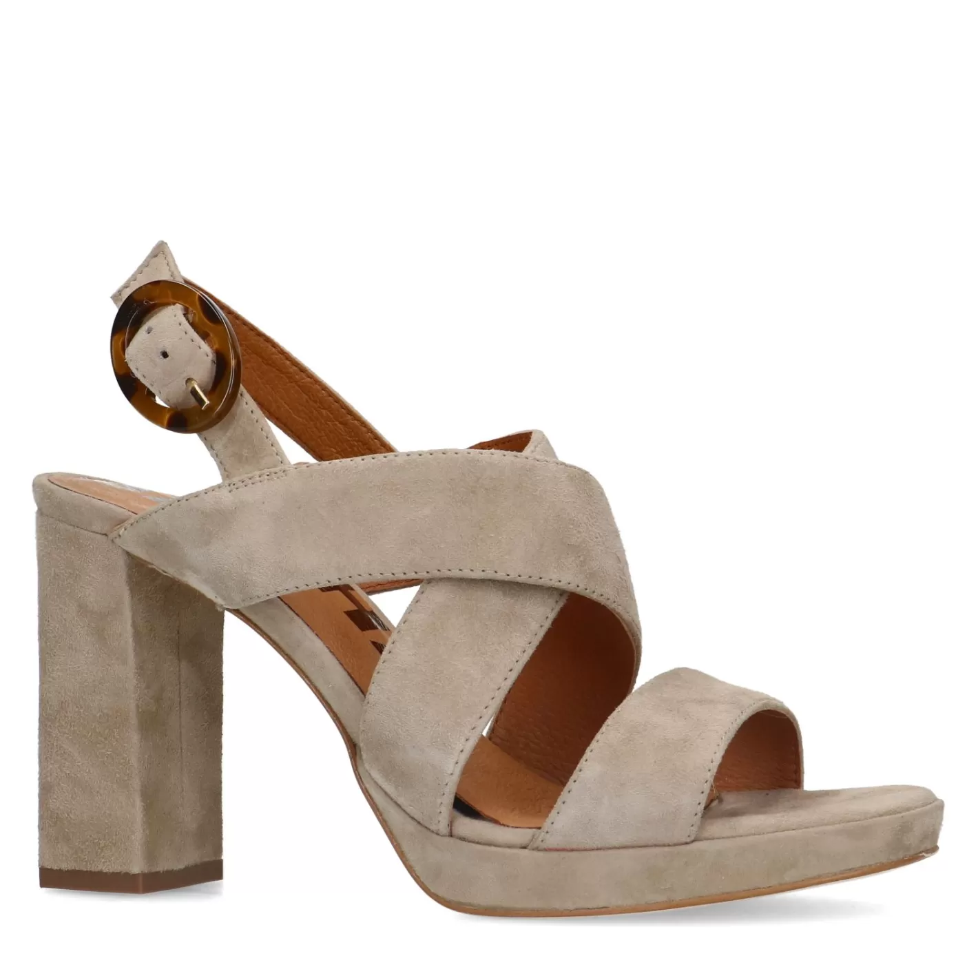 Sandales En Daim Avec Talon Cubain - Taupe<Sacha Cheap