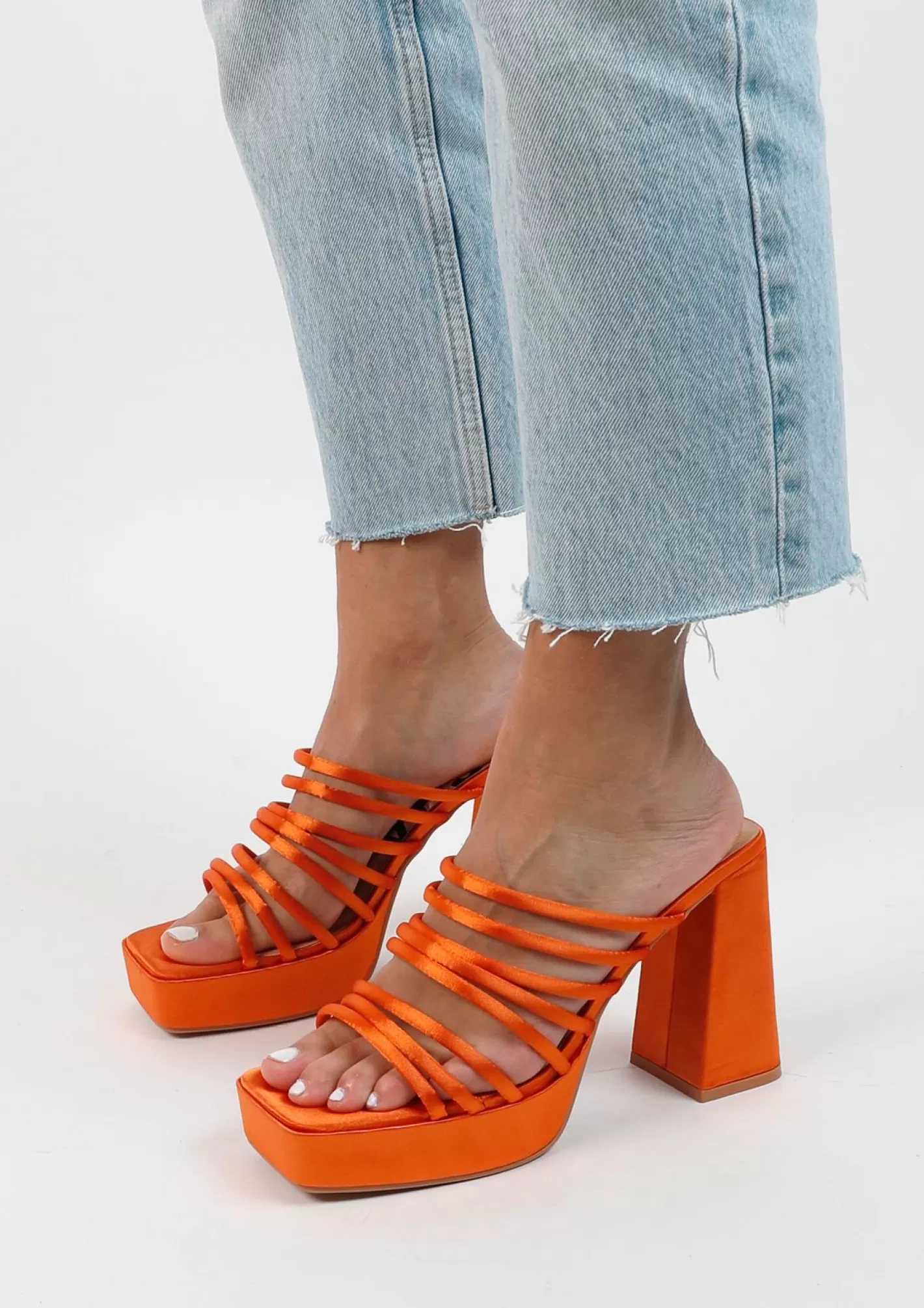 Sandales Satin Avec Plateau - Orange<Sacha Cheap