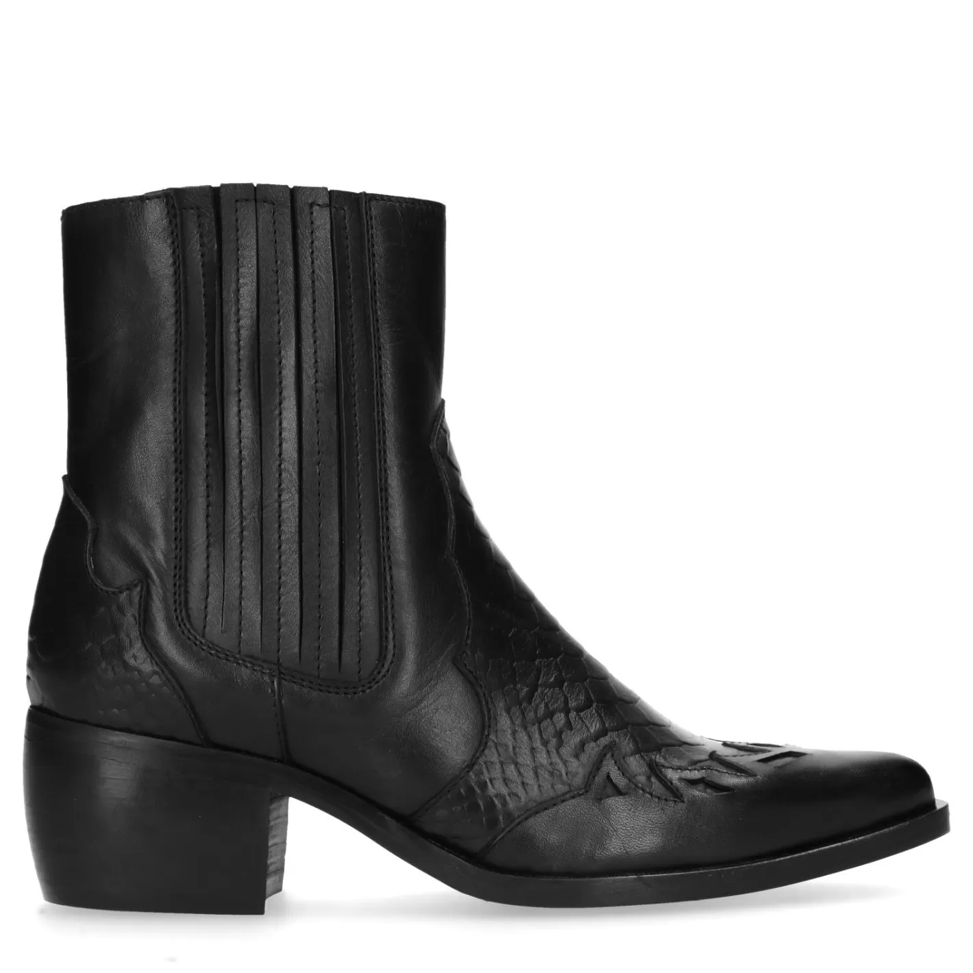 Santiags En Cuir Avec Details - Noir<Sacha Store