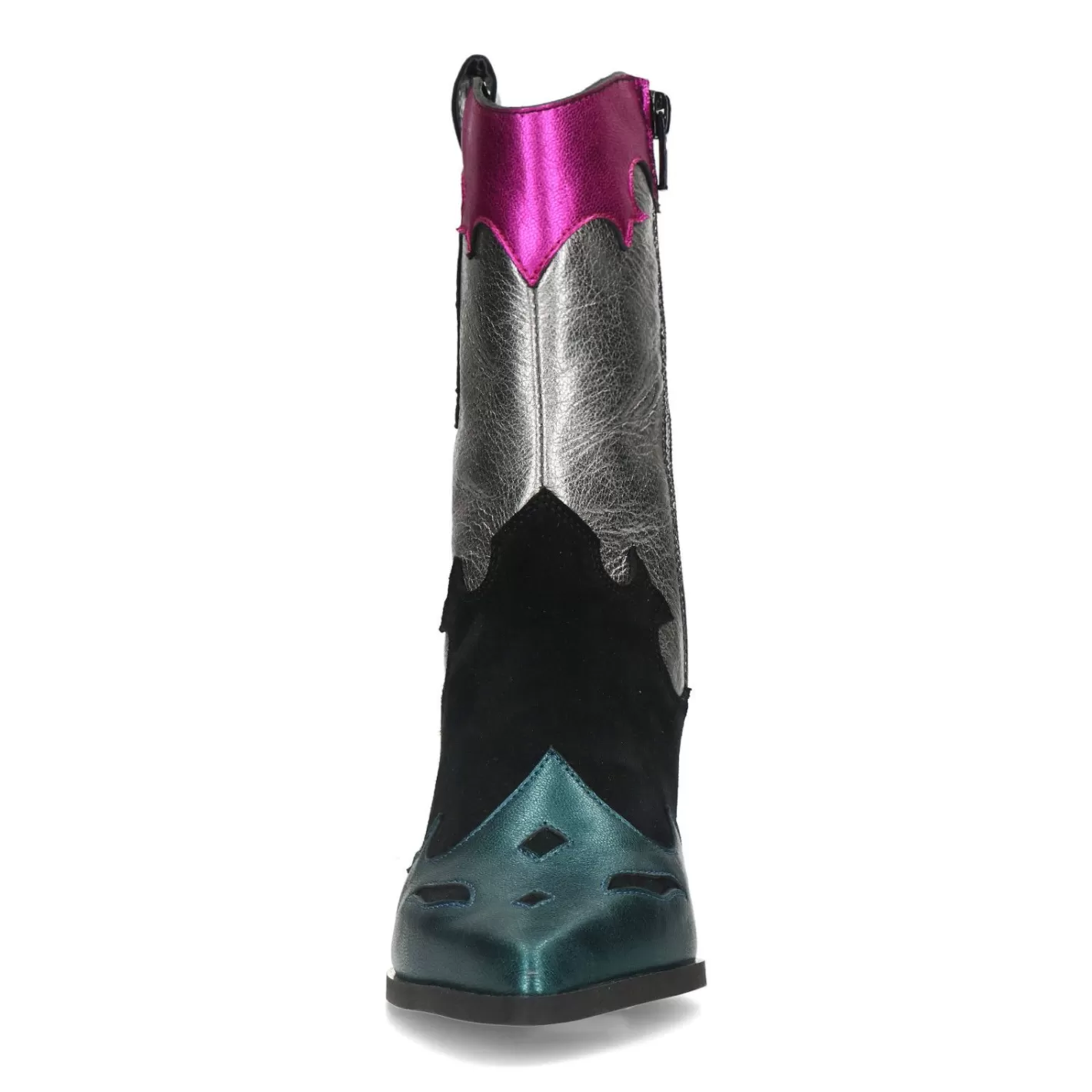 Santiags En Cuir Avec Details Metallises Colores - Noir<Sacha Clearance