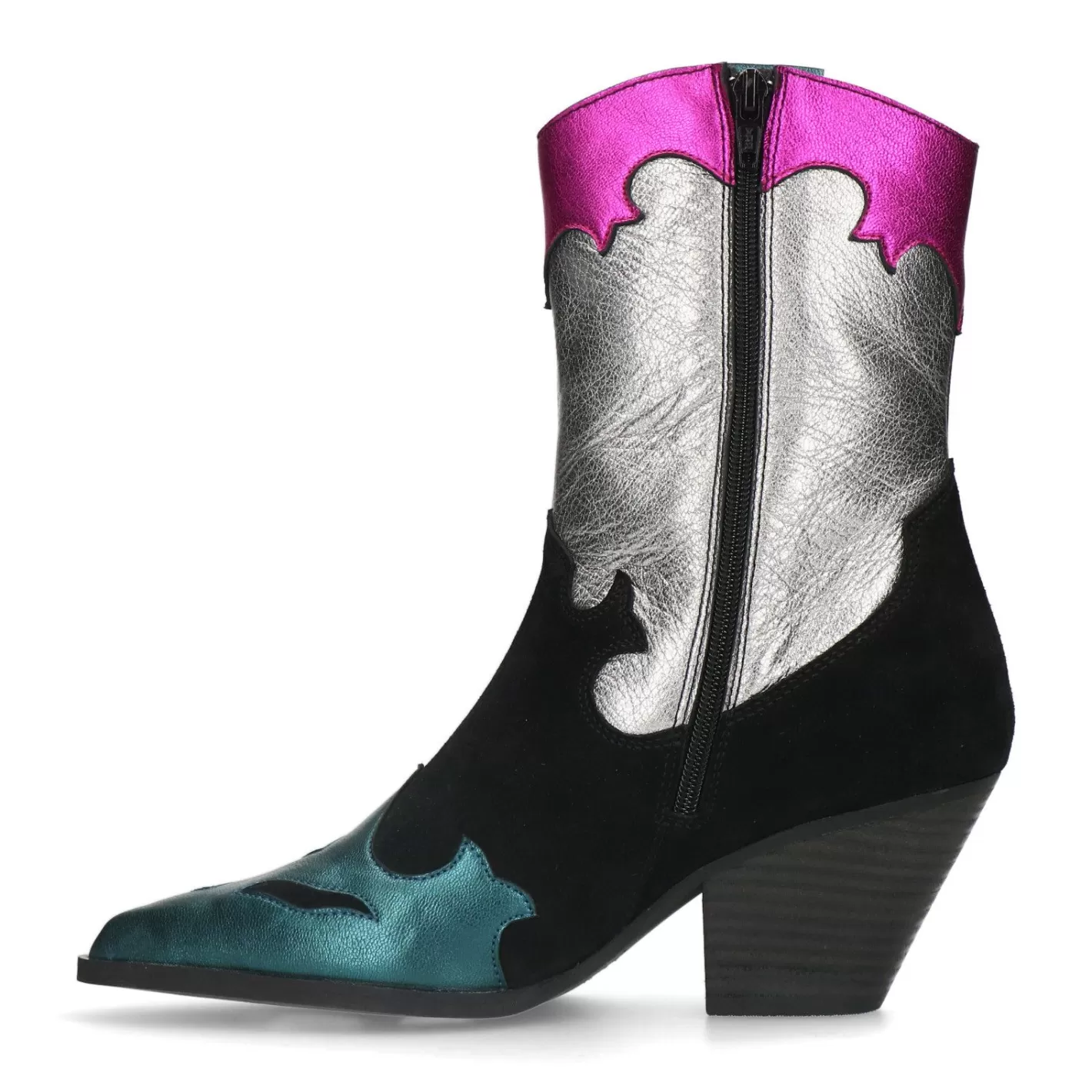 Santiags En Cuir Avec Details Metallises Colores - Noir<Sacha Clearance