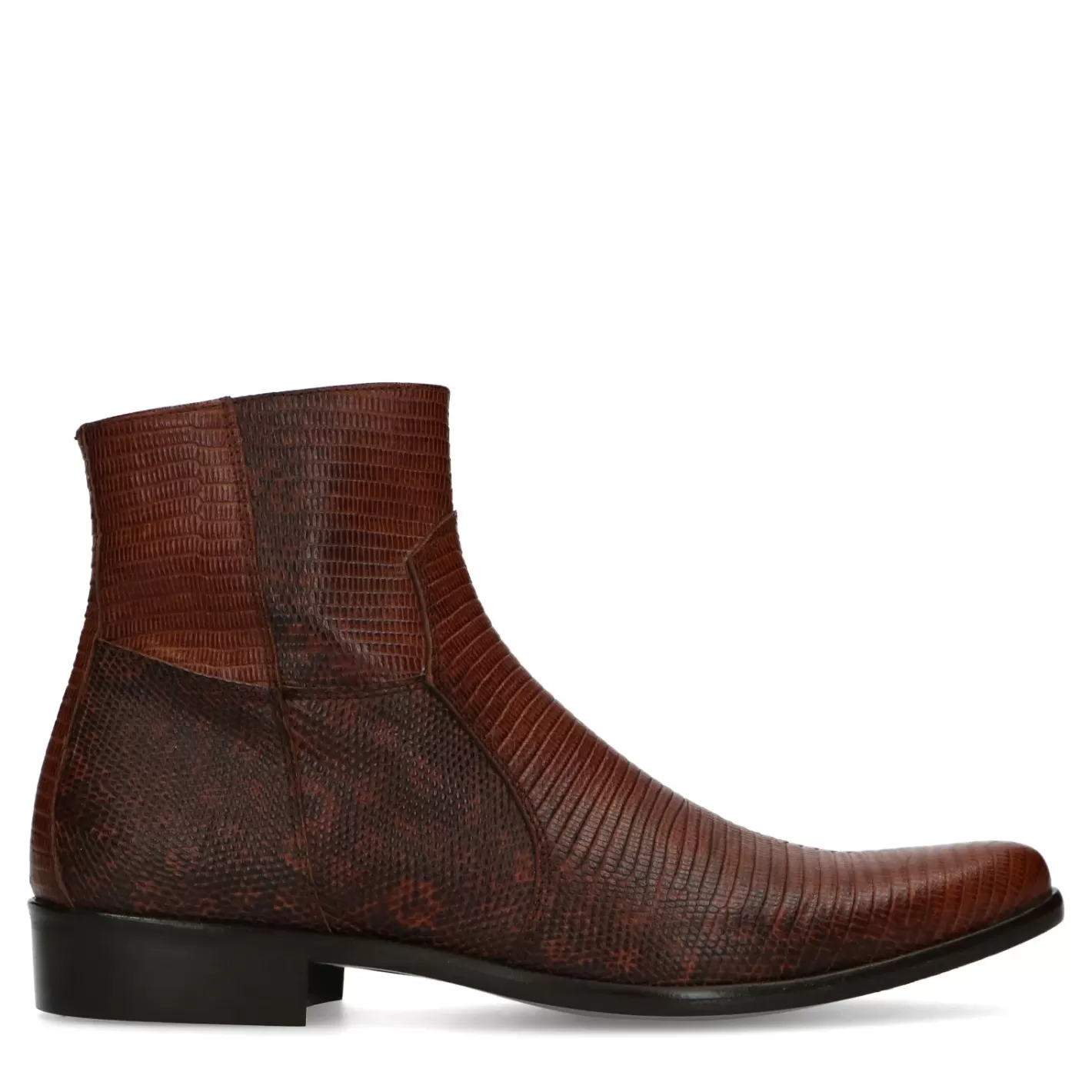 Santiags En Cuir Avec Imprime Serpent - Marron<Sacha Discount