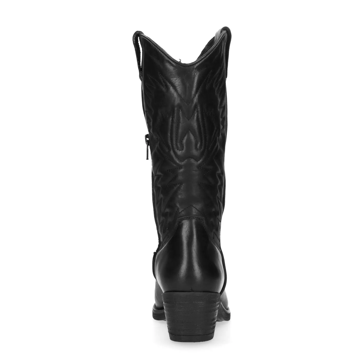Santiags En Cuir Avec Surpiqures Decoratives - Noir<Sacha Best Sale